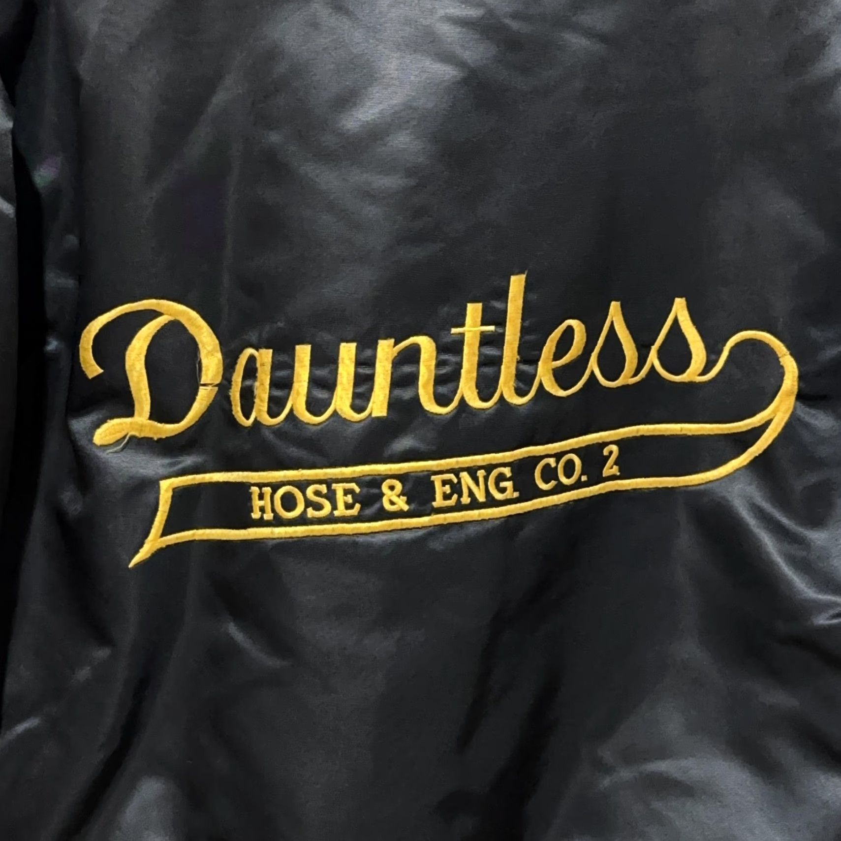 Vintage Vintage Satin Bomber Jacket Mens Large Dauntless Amityville Fire USA Flag Patch Size US XL / EU 56 / 4 - 5 Thumbnail