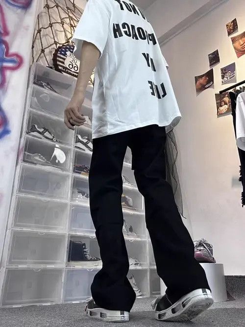 Japanese Brand × Jean Black multi-zip micro-flare jeans Size US 32 / EU 48 - 3 Thumbnail
