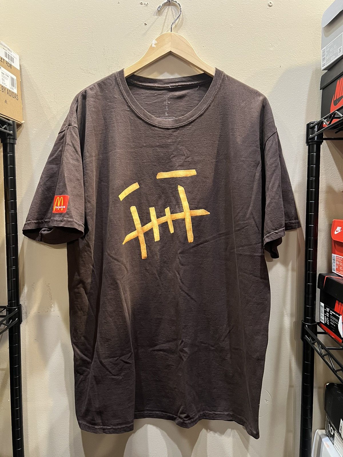 image of Travis Scott X Mcdonalds Fry Tee Brown, Men's (Size Large)