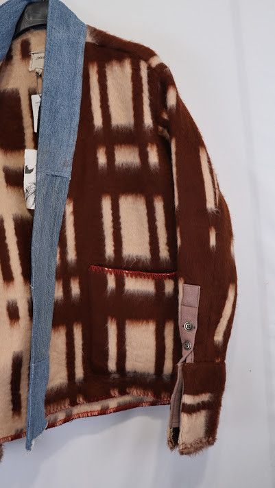Greg Lauren o1rshd1 Vintage Blanket Gl1 Checked Wool Cardigan In Brown Size US M / EU 48-50 / 2 - 8 Thumbnail