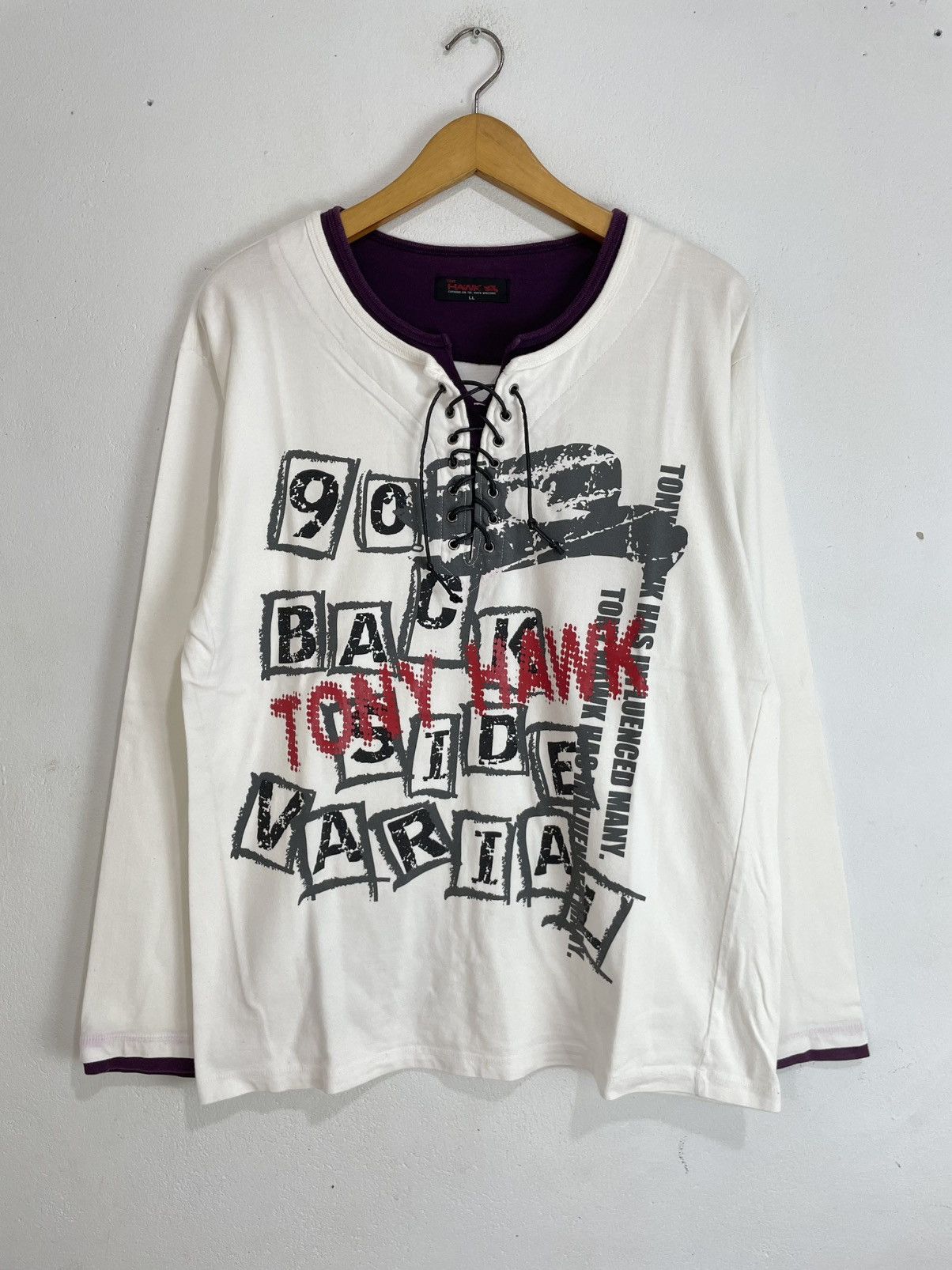 Japanese Brand × Tony Hawk × Vintage Poem Double Layer Lace Up Longsleeve Size US L / EU 52-54 / 3 - 1 Thumbnail