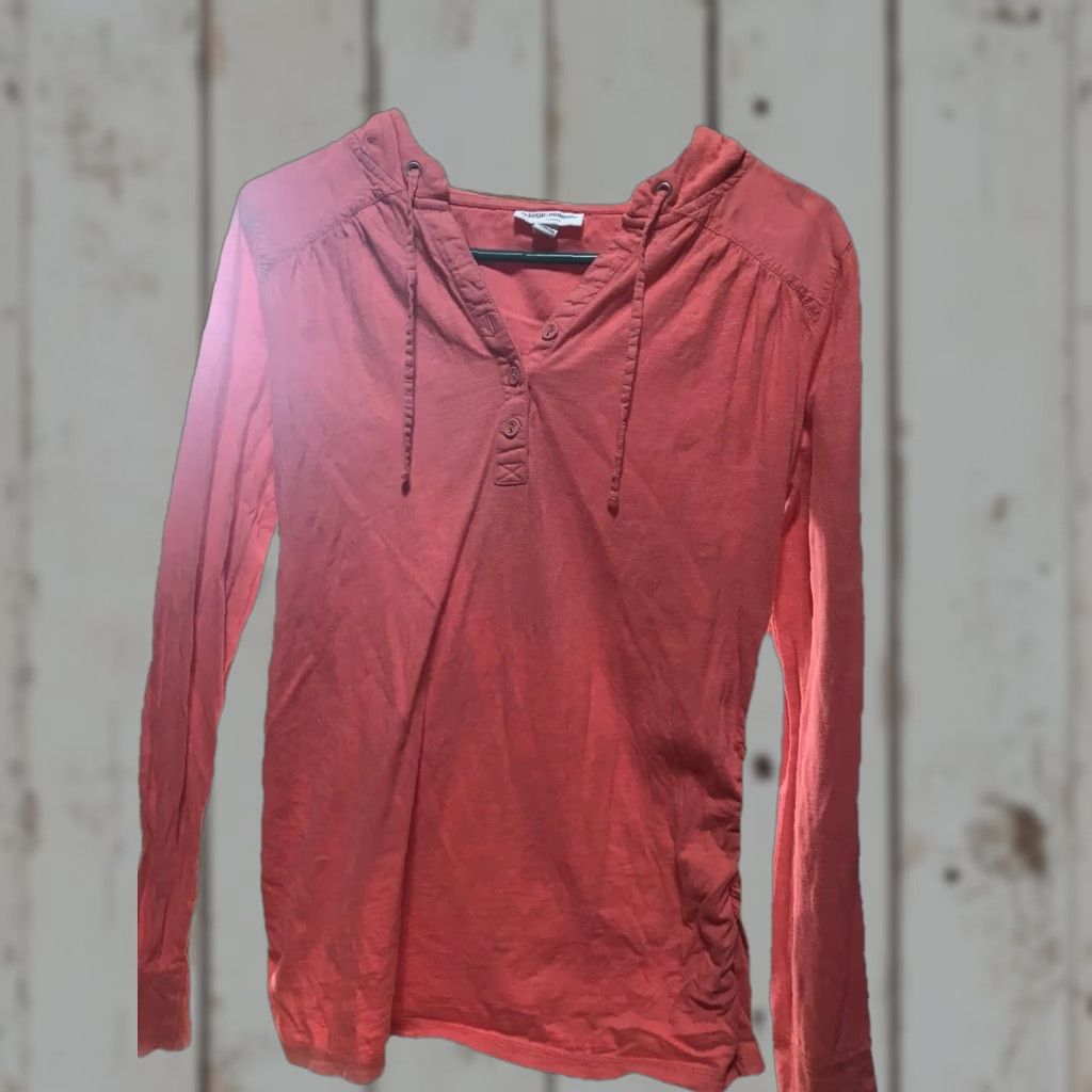 Vintage VINTAGE Liz Lange Maternity Coral Hoodie Women XS Long Sleeve Fitted Size XS / US 0-2 / IT 36-38 - 1 Thumbnail