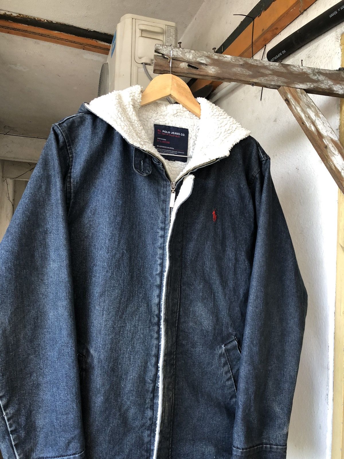 Polo Ralph Lauren Vintage Polo Ralph Lauren Denim Sherpa Jacket With Hoodie Size US XL / EU 56 / 4 - 5 Thumbnail