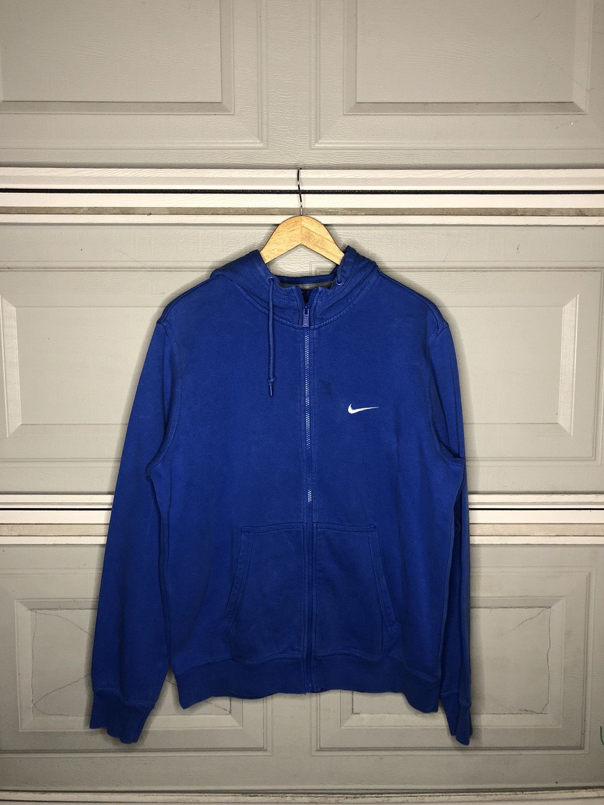 Nike 00’s Nike Swoosh Check ZipUp Hoodie Navy Grailed