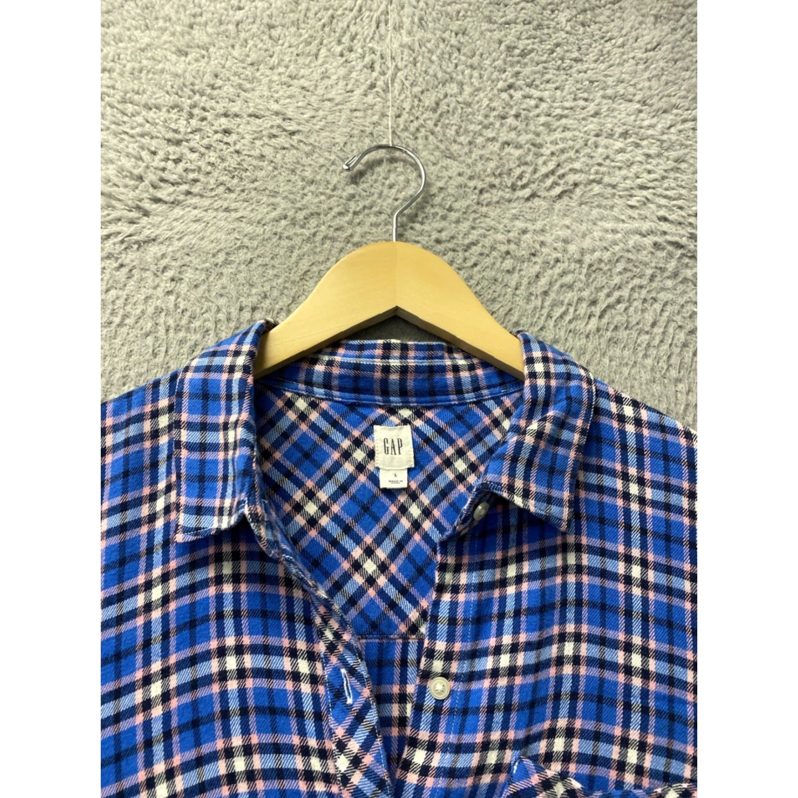 Gap GAP Shirt Women L Multicolor Plaid Cotton-Blend Long Sleeve Top Size L / US 10 / IT 46 - 3 Thumbnail