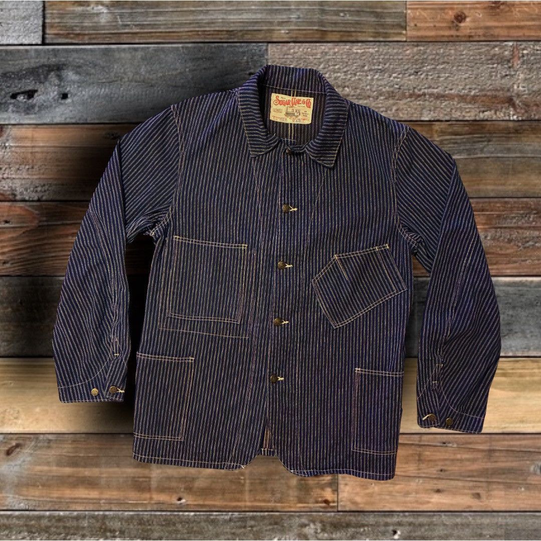 Sugar Cane 🔥RARE🔥 SUGAR CANE CO. WABASH STRIPE CHORE JACKET- 42 X-LRG Size US XL / EU 56 / 4 - 1 Thumbnail