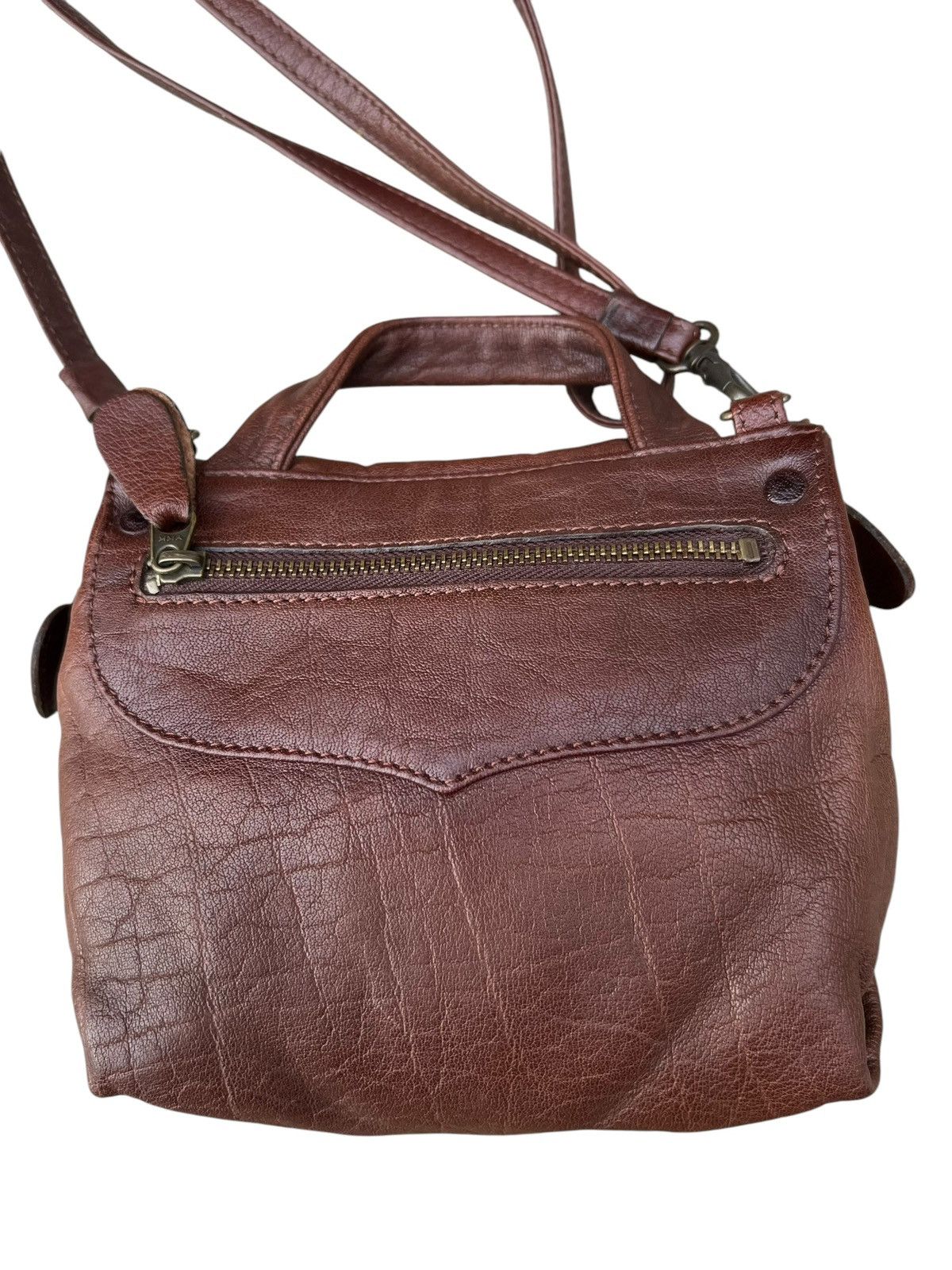 Leather Vintage IBIZA Japan Faded Patina Leather Mini Bag Size ONE SIZE - 11 Thumbnail