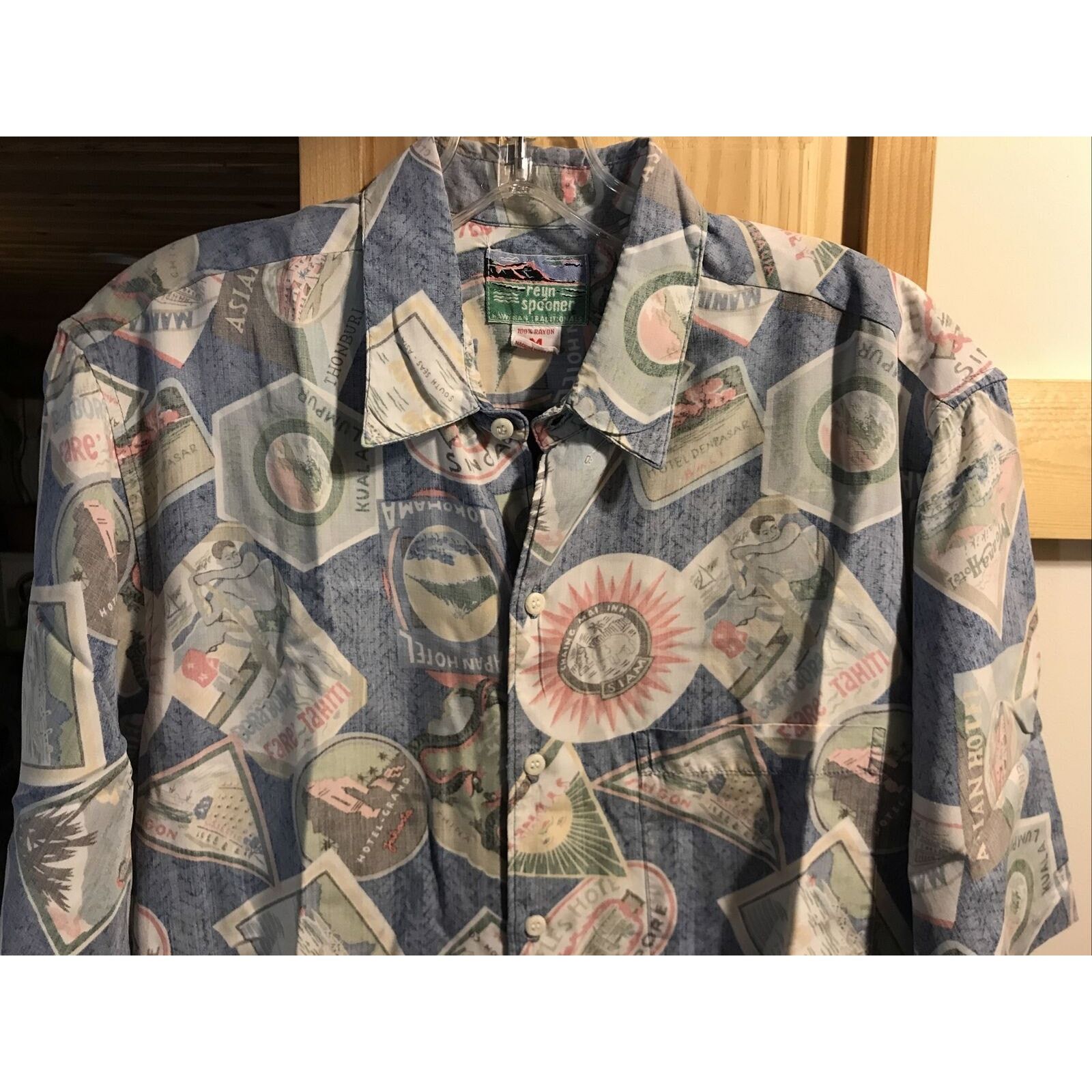 Reyn Spooner Reyn Spooner Vintage Men’s M Blue SS Rayon Hawaiian Shirt Size US M / EU 48-50 / 2 - 6 Thumbnail