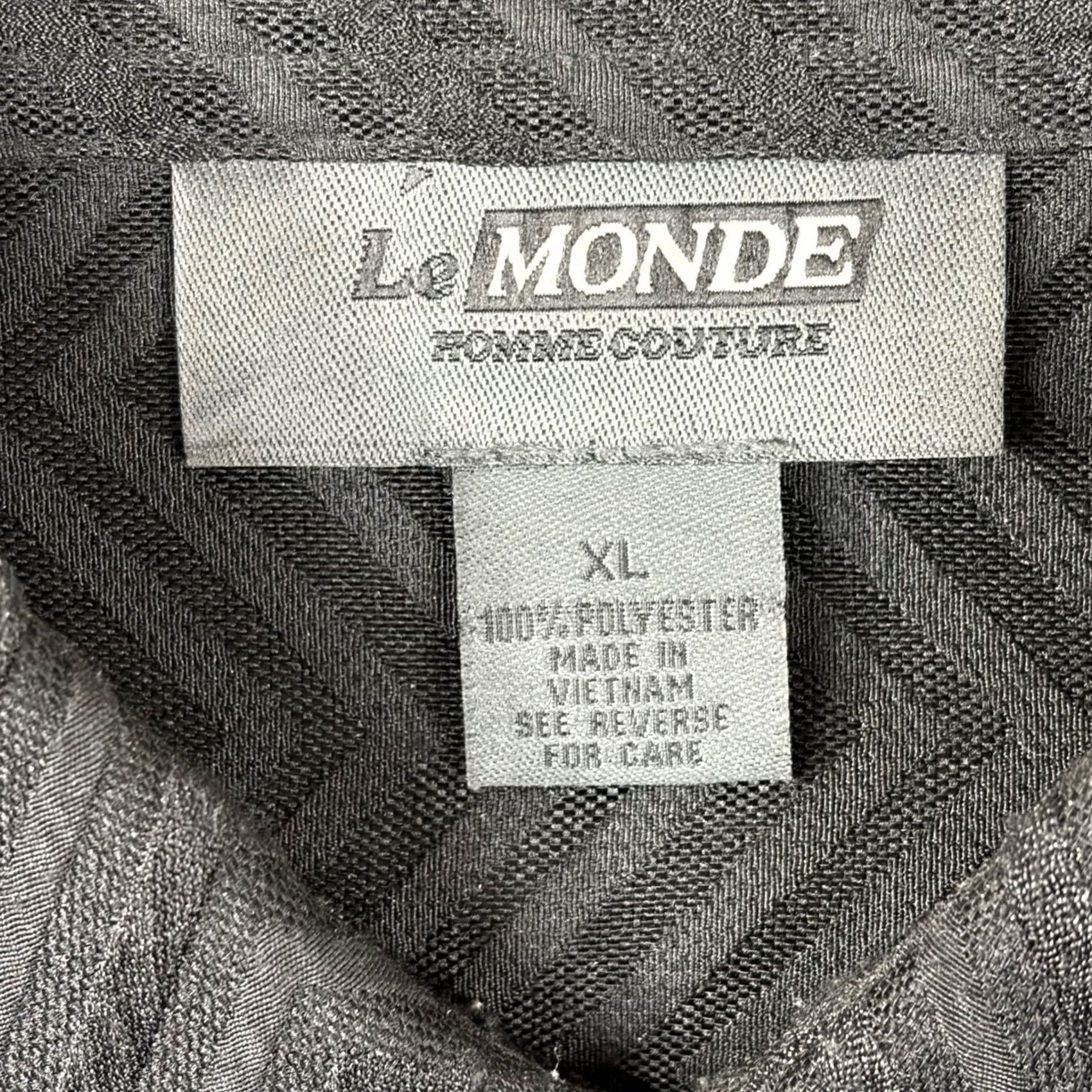 Vintage Le Monde Homme Couture XL Black Textured Chevron Button Down Shirt Long Sleeve Size US XL / EU 56 / 4 - 2 Thumbnail