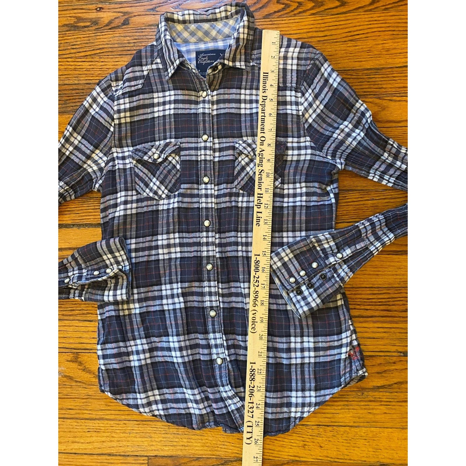 American Eagle Outfitters American Eagle Pearl Snap Shirt Women’s Sz 8 Checkered Plaid Size S / US 4 / IT 40 - 6 Thumbnail