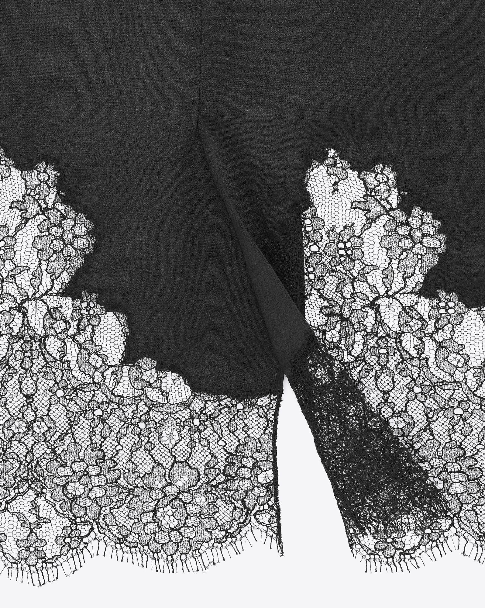 Saint Laurent Paris o1s1wg111124 Laced Dress in Crepe Satin in Noir Size XS / US 0-2 / IT 36-38 - 3 Thumbnail