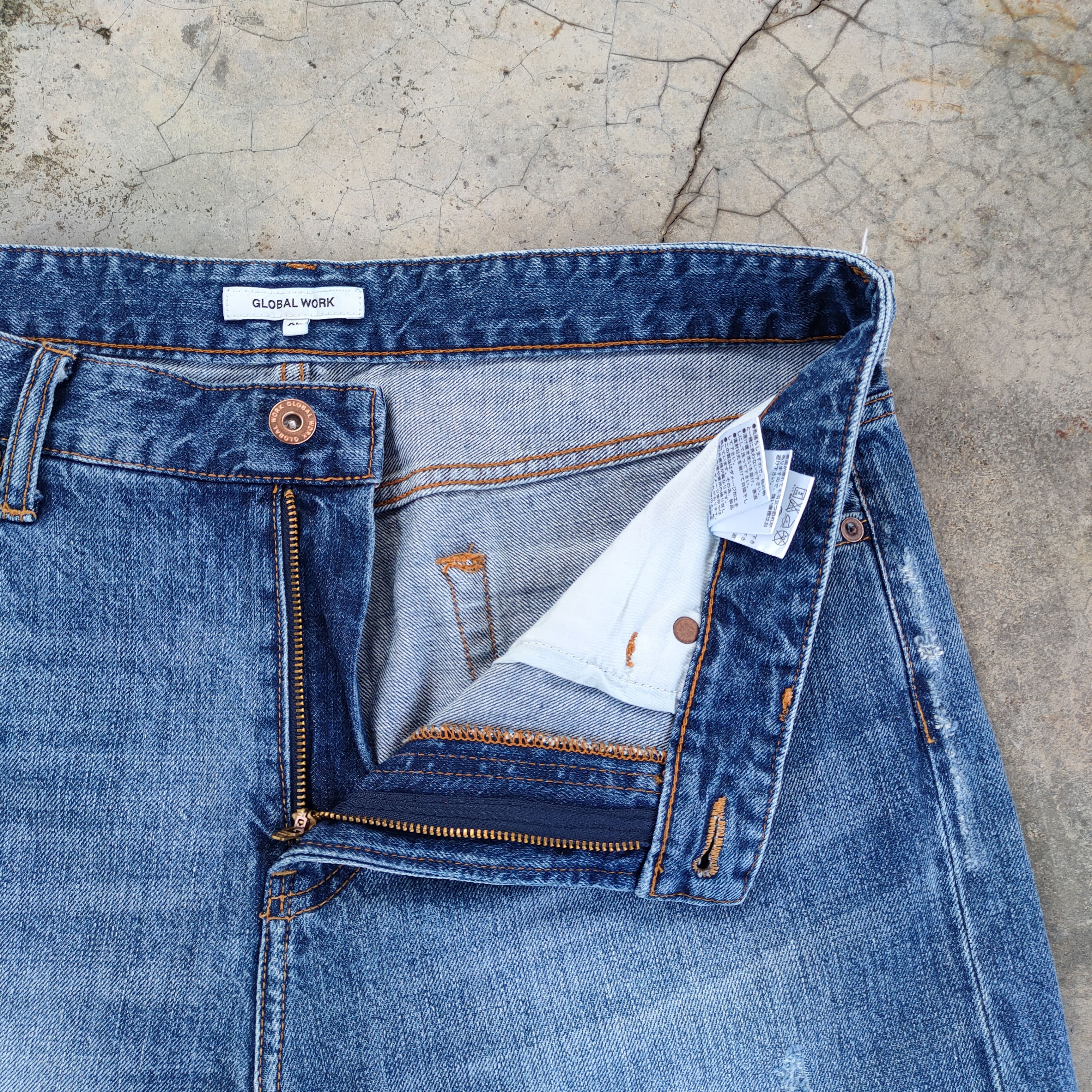 Global Work VINTAGE GLOBAL WORK FADED DISTRESSED DENIM JEAN PANTS Size US 35 - 6 Thumbnail