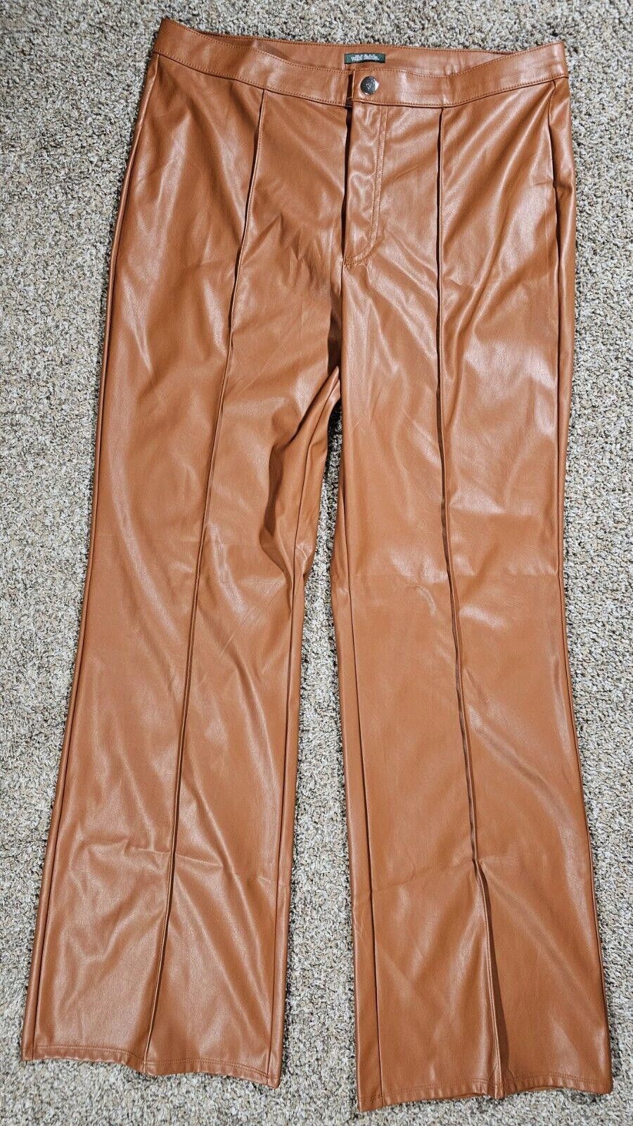 Designer Wild Fable Pants 14 Faux Leather High Rise Flare Seamed NWT Size 36" / US 14 / IT 50 - 1 Thumbnail
