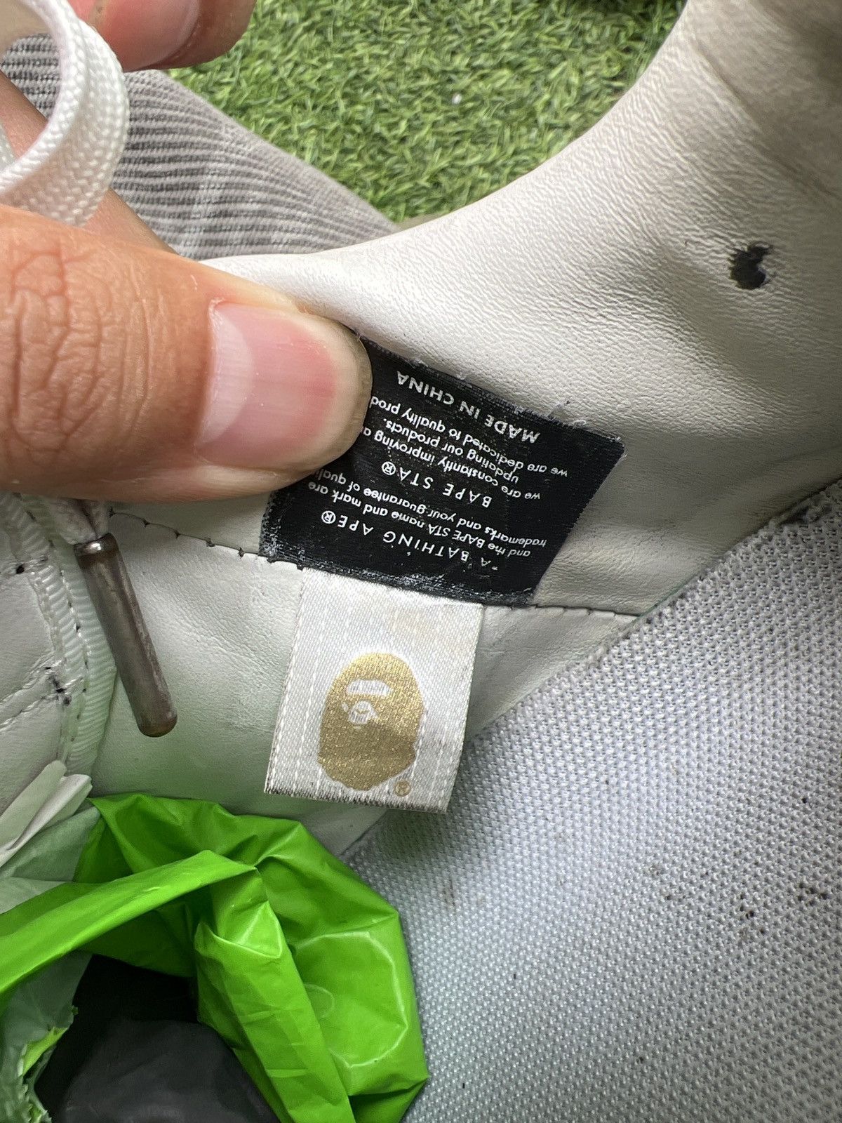 Bape Rare 🦧Bapesta Low Black Grey Patent Leather Size US 8.5 / EU 41-42 - 7 Thumbnail
