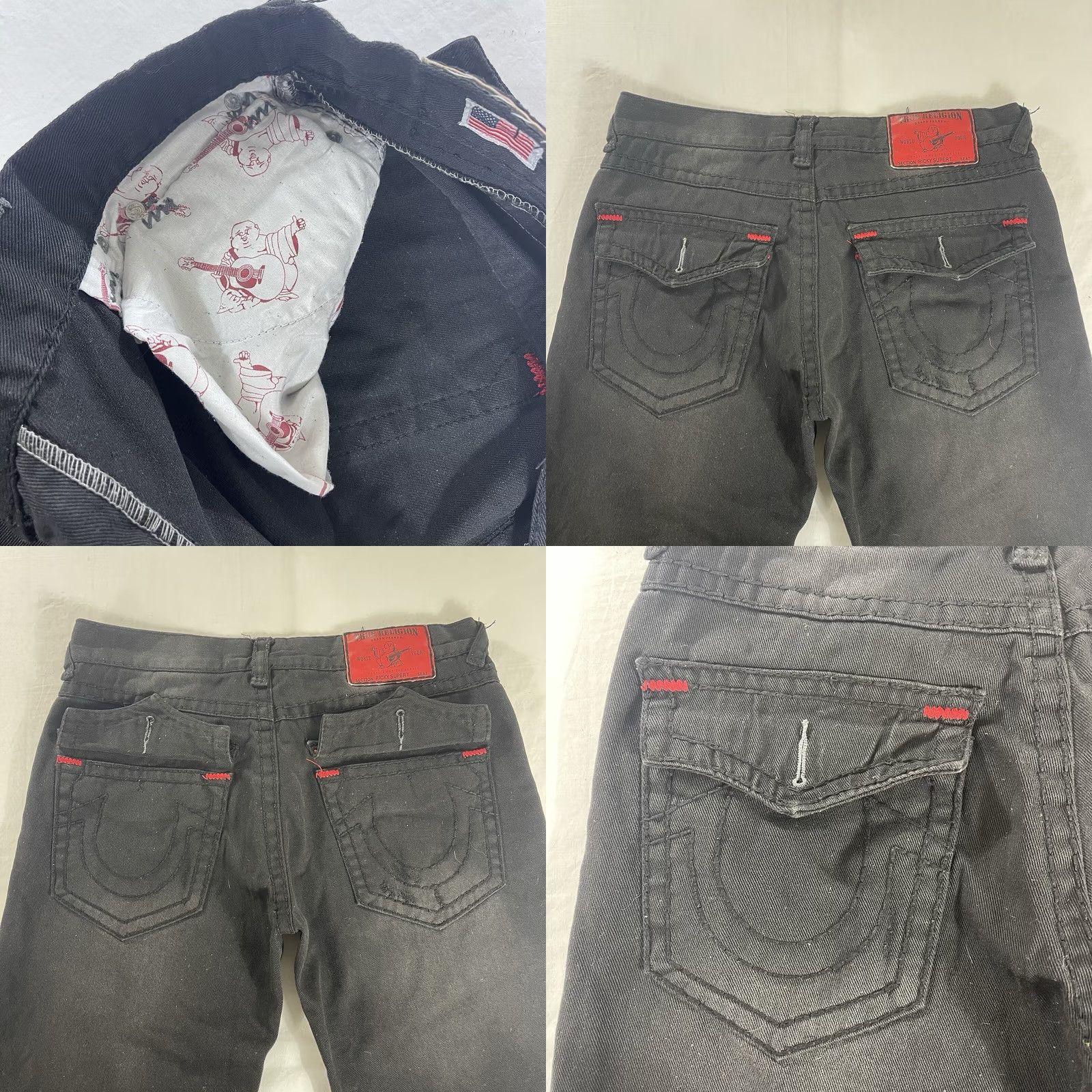True Religion True Religion Jeans Ricky World Tour 36 Black Distressed Flap Pockets USA Mens 34x31 Straight Regular Denim Pants Size US 36 / EU 52 - 9 Thumbnail