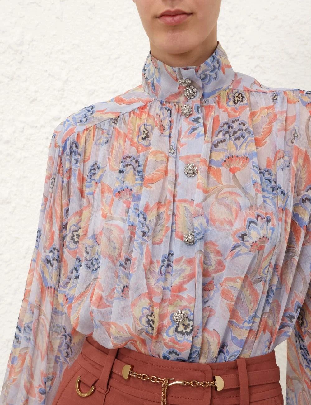 Zimmermann oc11z0825 Eden Lantern Blouse in Multicolor Size M / US 6-8 / IT 42-44 - 5 Thumbnail