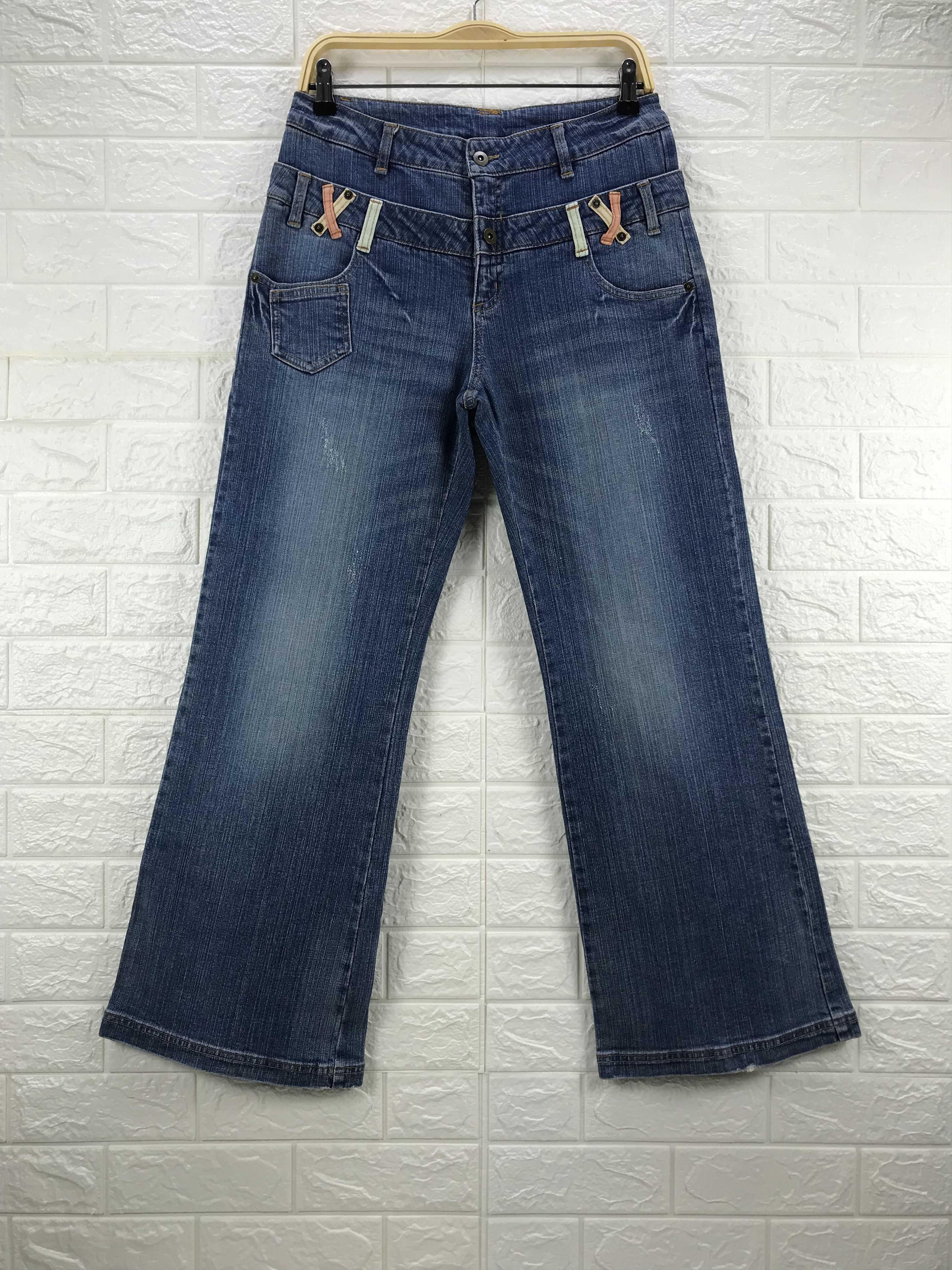 Japanese Brand Vintage Flare Japanese Double Waist Jeans Bell Bottoms Denim Size US 31 - 1 Thumbnail