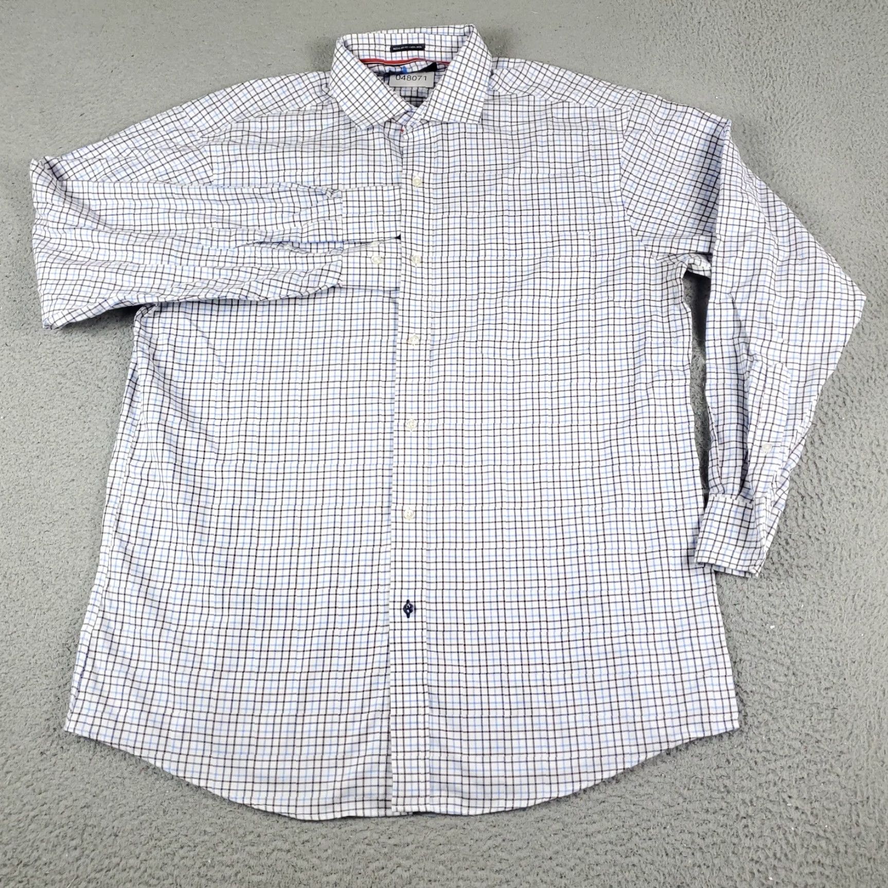 Tommy Hilfiger Tommy Hilfiger Dress Shirt Mens 16.5 Blue Check Long Sleeve Button-Down Regular Fit Size 42R - 2 Thumbnail