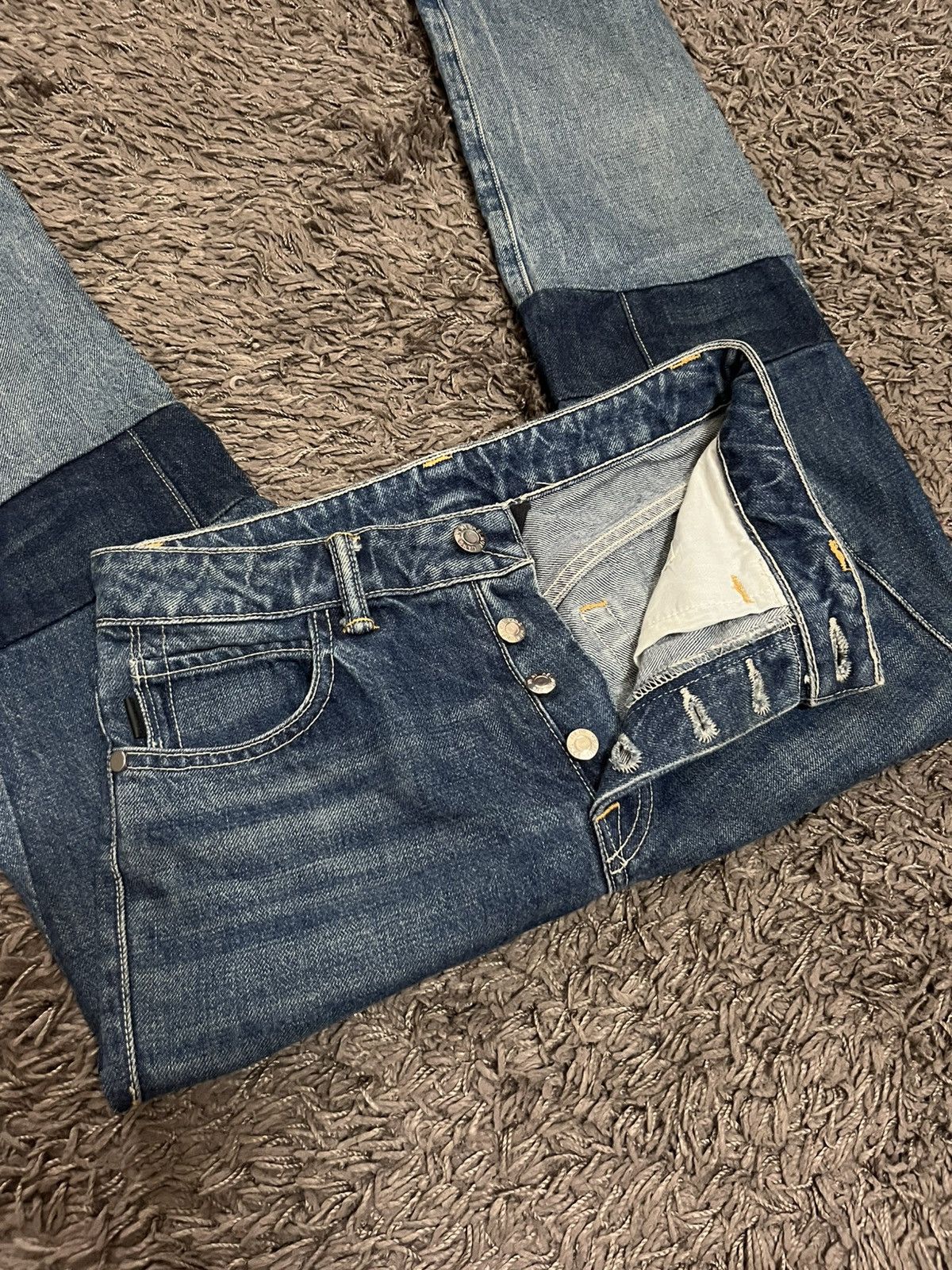 Helmut Lang 2000s high rise crop slim vintage blue patchwork #I3 Size US 26 / EU 42 - 7 Thumbnail