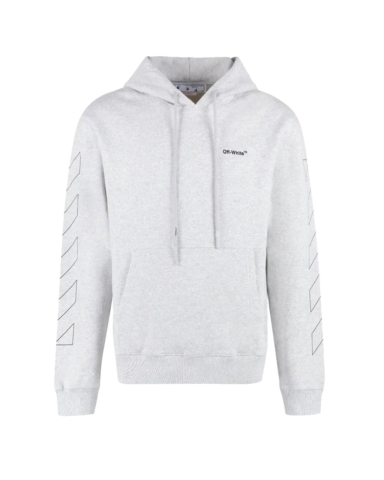 image of Off White Diag Outline Stripe Hoodie in Grey, Men's (Size Large)