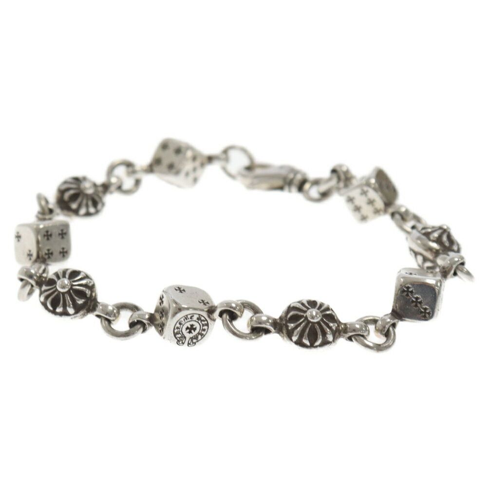 image of Chrome Hearts Dice And Cross Ball Bracelet - 8.5 Inch in Silver, Men's