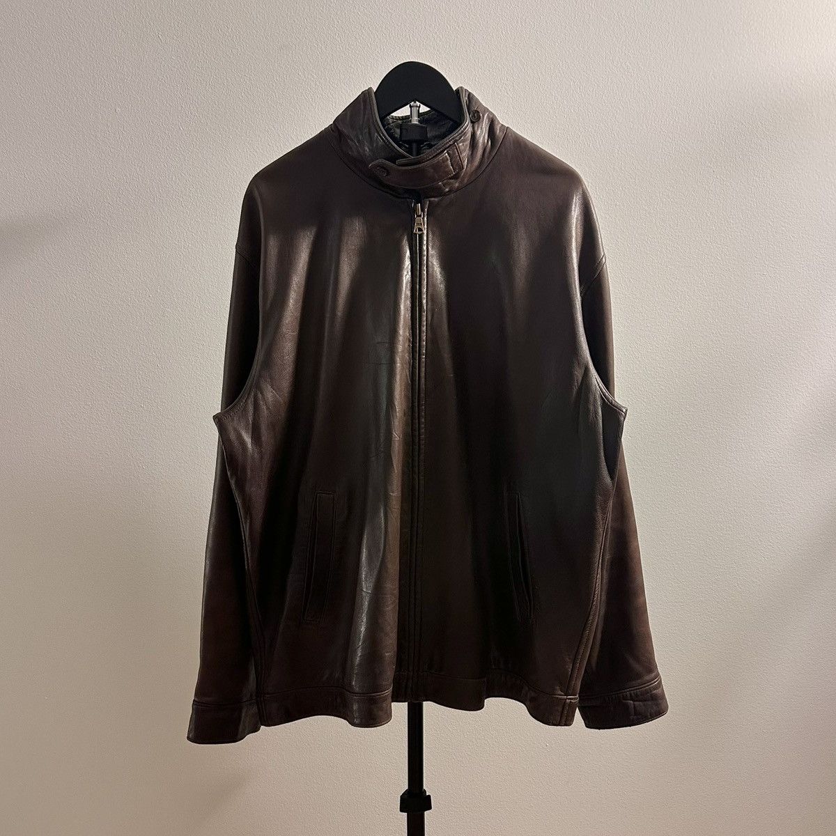 Polo Ralph Lauren Vintage Ralph Lauren Chocolate Brown Collared Leather Jacket Size US XL / EU 56 / 4 - 1 Thumbnail