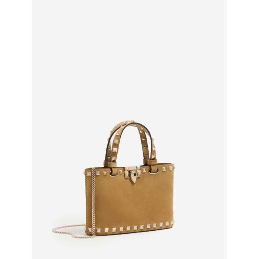 Valentino VALENTINO GARAVANI Rockstud Mini Beige Suede Shopping Bag Ne Size ONE SIZE - 2 Thumbnail