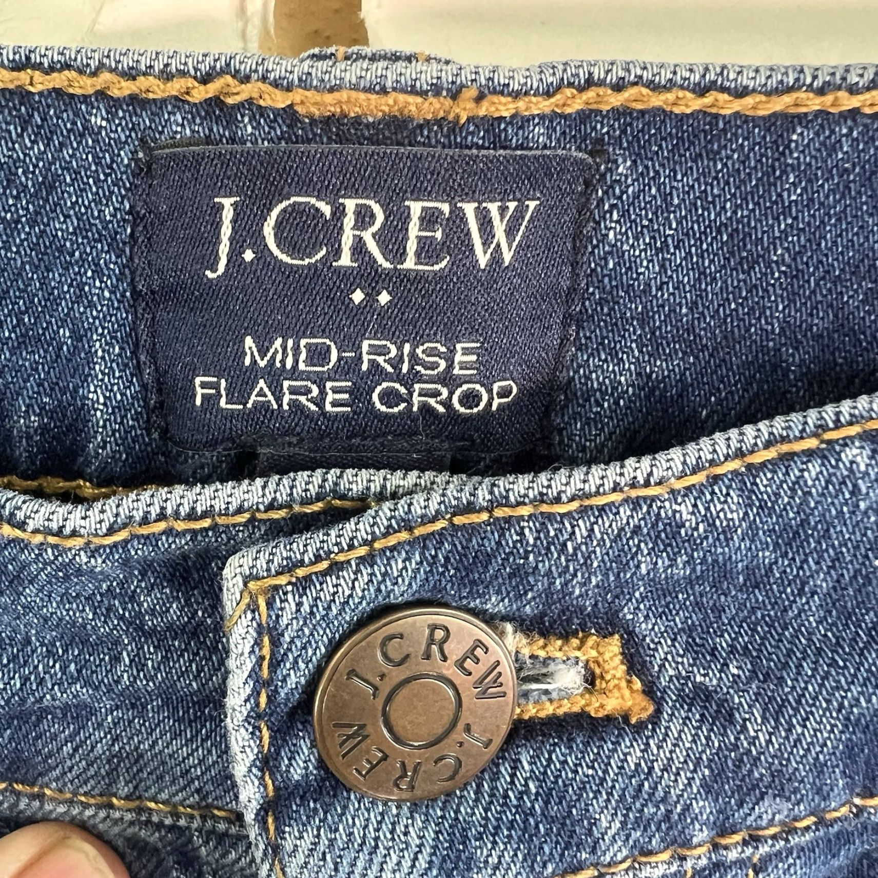 J.Crew J. Crew Jeans Cropped Mid-Rise Flare Denim 28 Blue Distressed Regular Women 32 Inseam 25 in Cotton Blend Spandex Womwns Type: Jeans Size 28" / US 6 / IT 42 - 5 Thumbnail