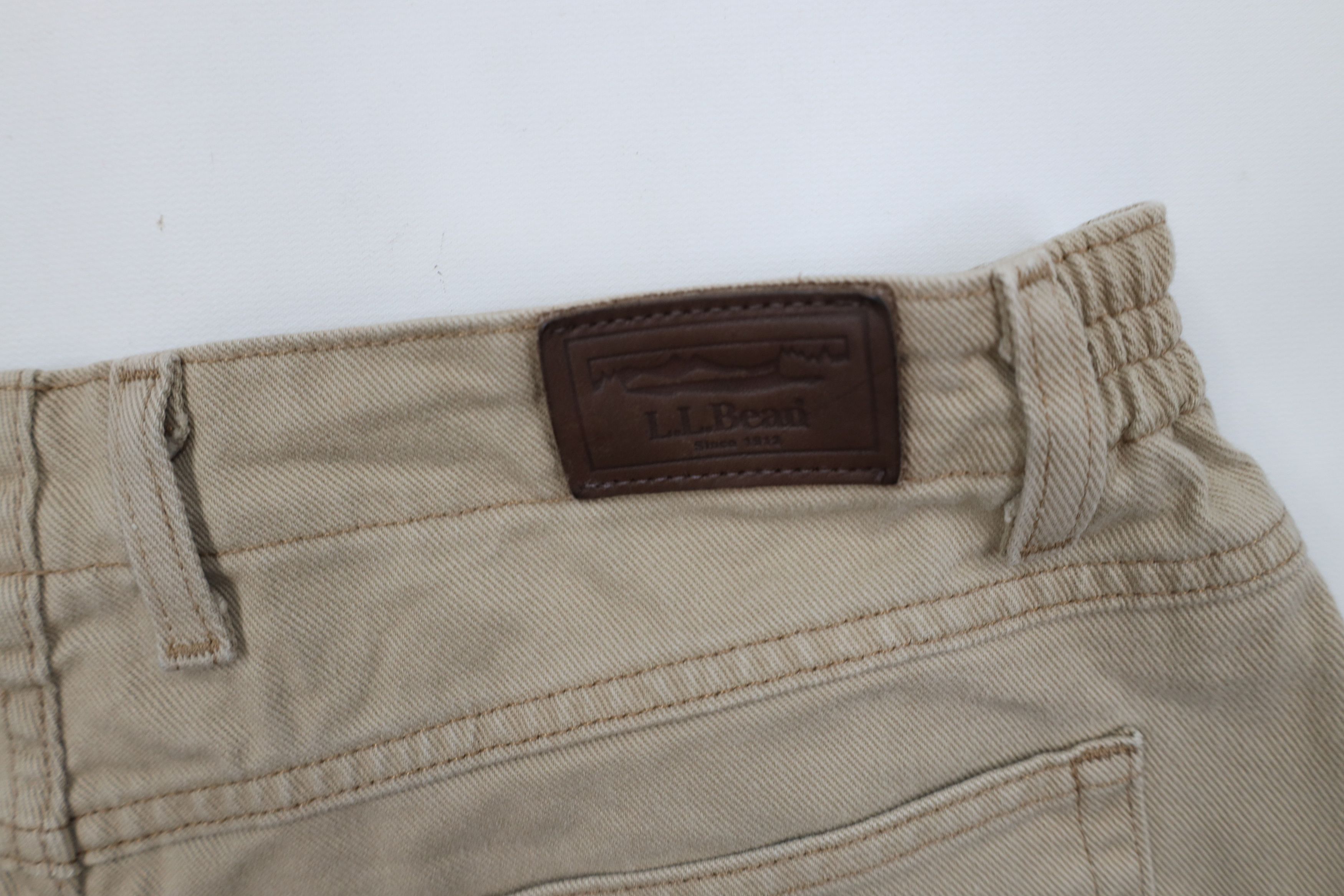 L.L. Bean Vintage 90s LL Bean Knee Denim Jean Shorts Beige Cotton Size US 34 / EU 50 - 11 Thumbnail