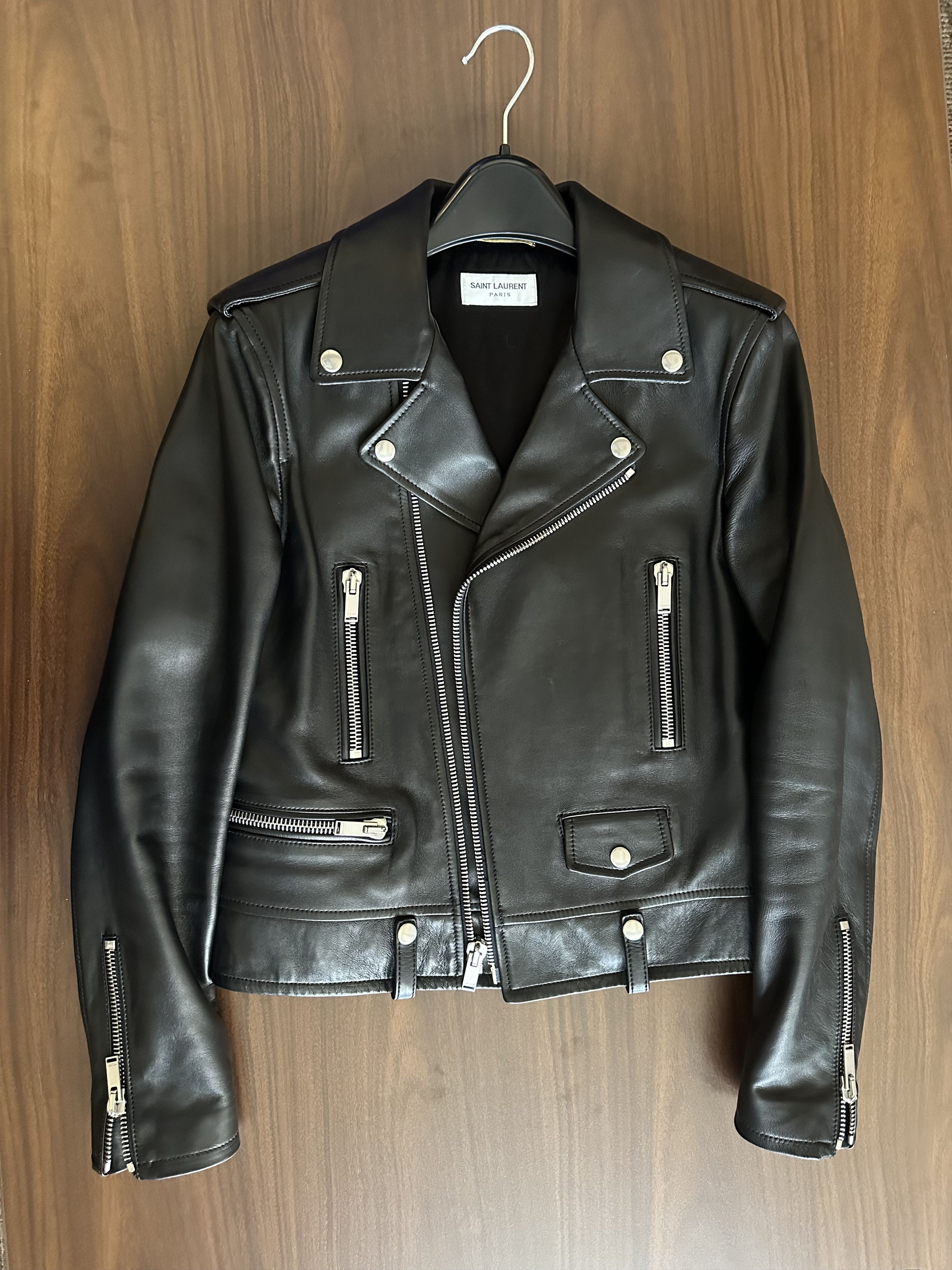 Saint Laurent Paris Women's Leather Biker Jacket Size M / US 6-8 / IT 42-44 - 1 Thumbnail