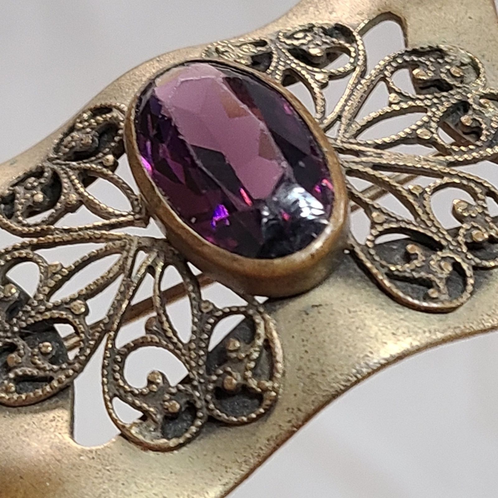 Other Antique Brass Amethyst Brooch Size ONE SIZE - 4 Thumbnail