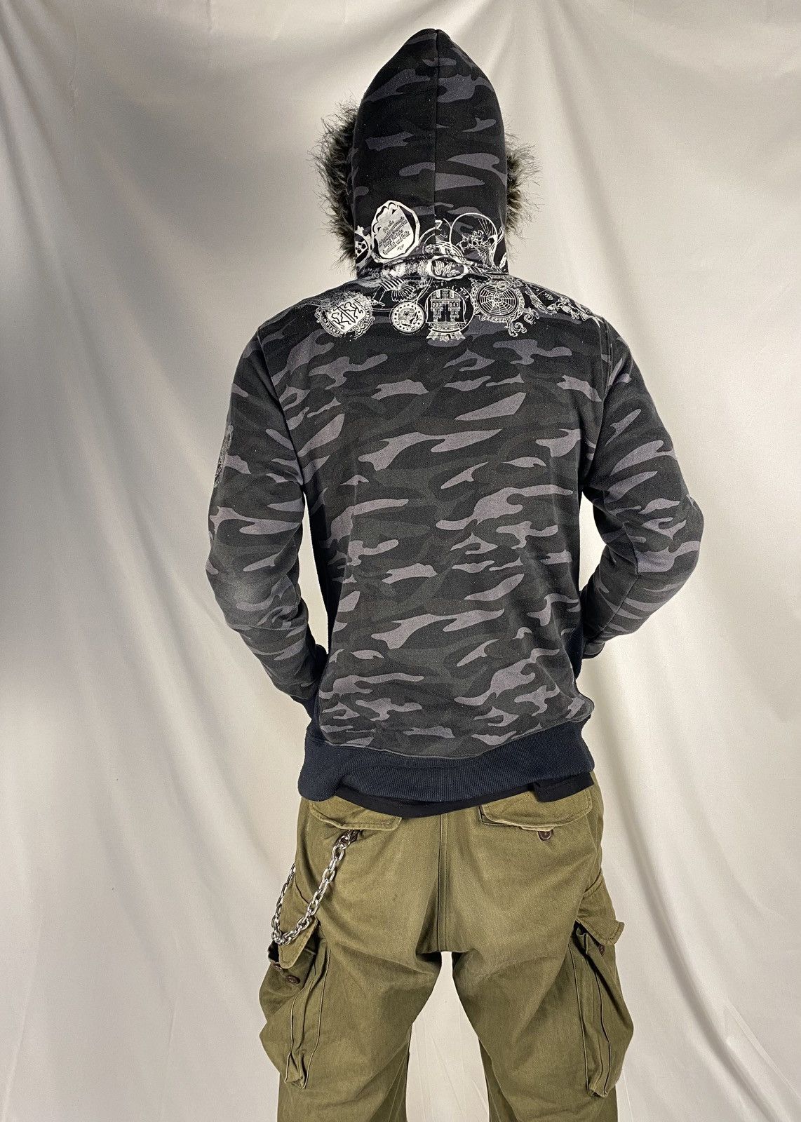If Six Was Nine Rare 🔥 Splendid Satisfaction Camo Zip Fur Hoodie Punk Style Size US L / EU 52-54 / 3 - 4 Thumbnail