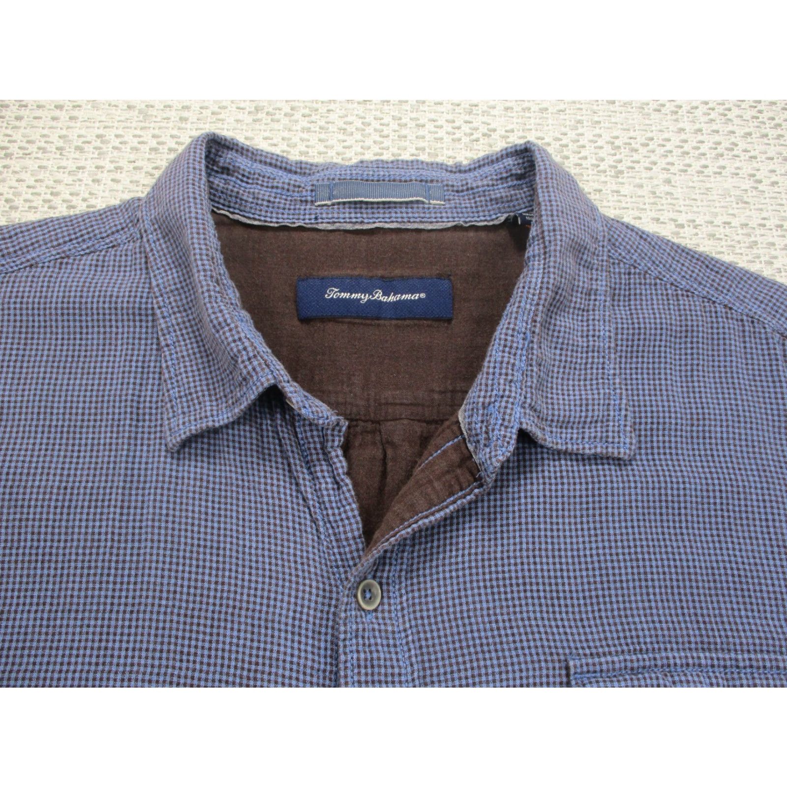 Tommy Bahama VINTAGE Tommy Bahama Shirt Mens L Button-Up Long Sleeve 2 Layer Breathable Sheer Check Blue Cotton Casual Beach USA 90s Mens Size US L / EU 52-54 / 3 - 4 Thumbnail