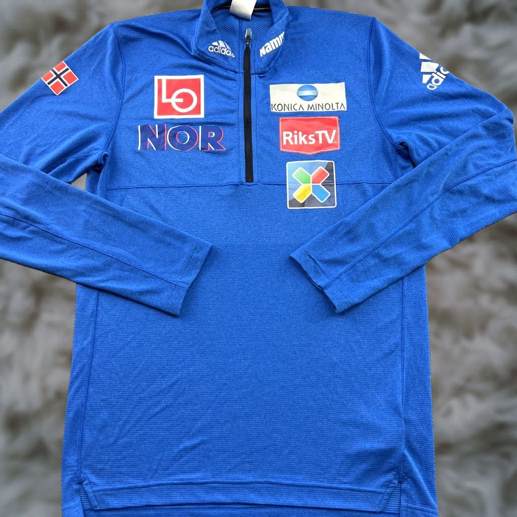 Adidas Adidas Norway Team Mens Ski Top 1/4 Zip Base Layer Blue Sports Flag Shirt Size US M / EU 48-50 / 2 - 1 Thumbnail