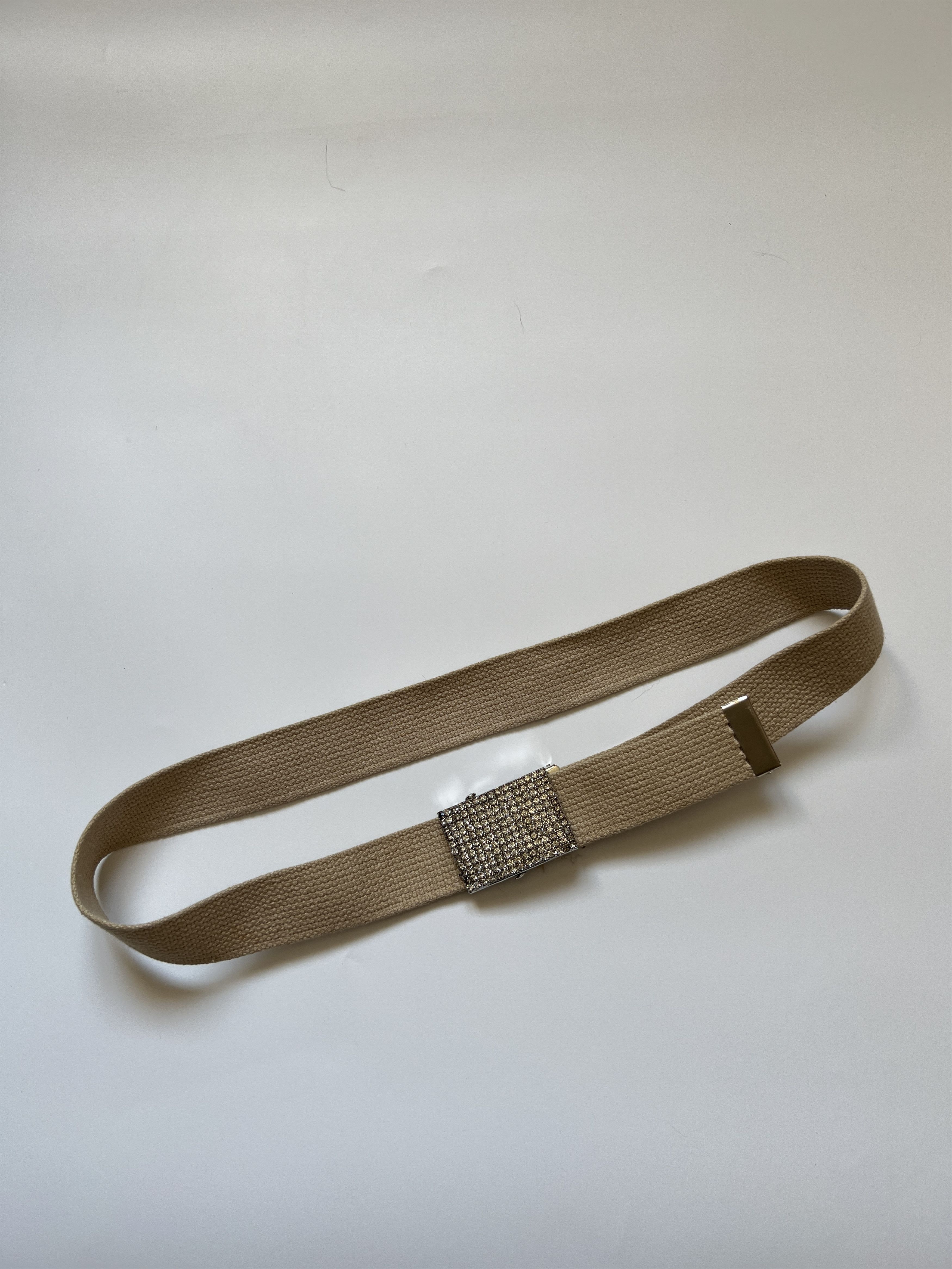 Vintage Y2K Rhinestones Buckle Cotton Belt BB Style Size ONE SIZE - 6 Thumbnail