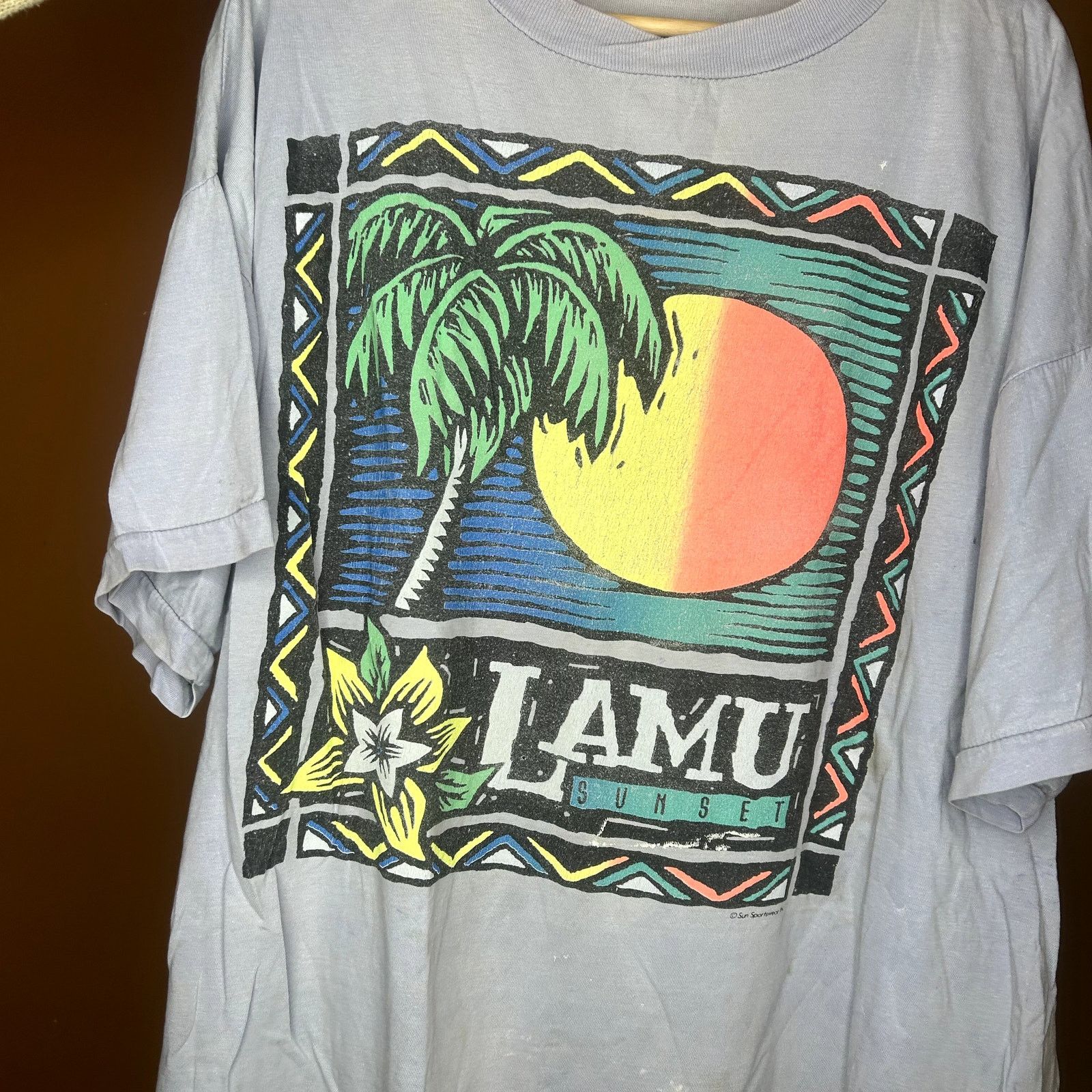 Vintage Vintage 90s Lamu Sunset T-Shirt Size US L / EU 52-54 / 3 - 3 Thumbnail