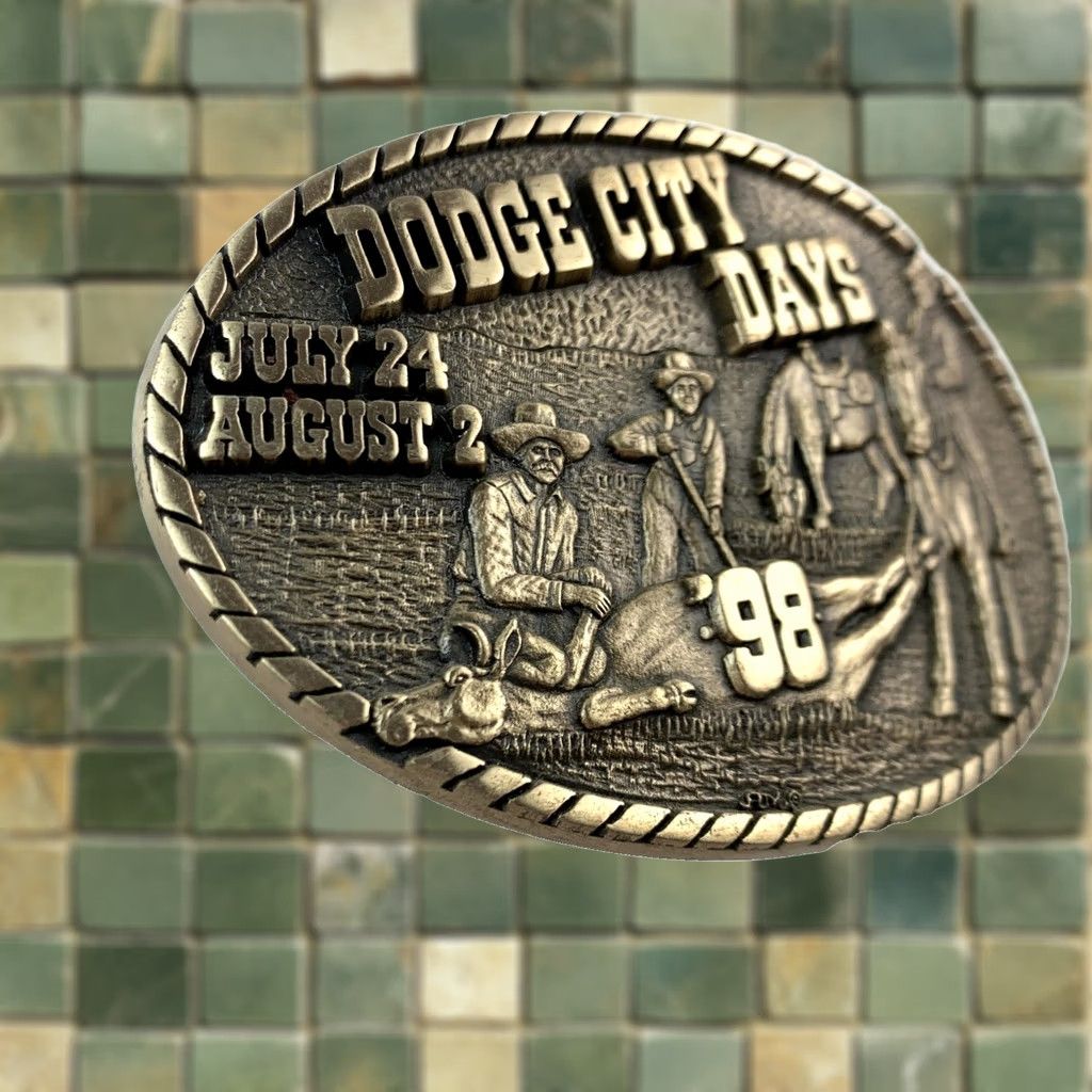 Vintage VINTAGE Dodge City Days 1998 Brass Belt Buckle 321/500 Limited Edition Cowboys & Western Brass Adult Unisex Bronze 80s Gift Size ONE SIZE - 1 Thumbnail