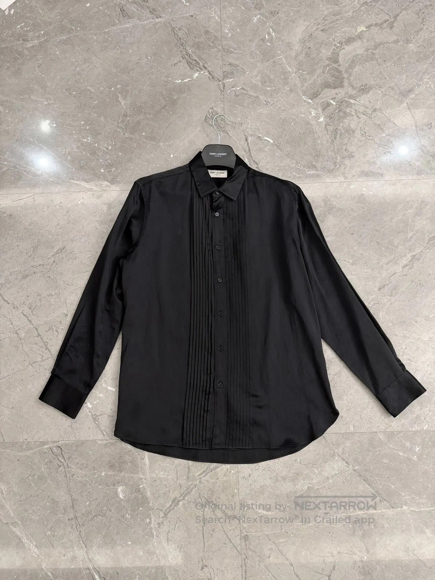 Saint Laurent Paris Saint Laurent Black Silk Pleated Shirt. Size US XS / EU 42 / 0 - 1 Thumbnail