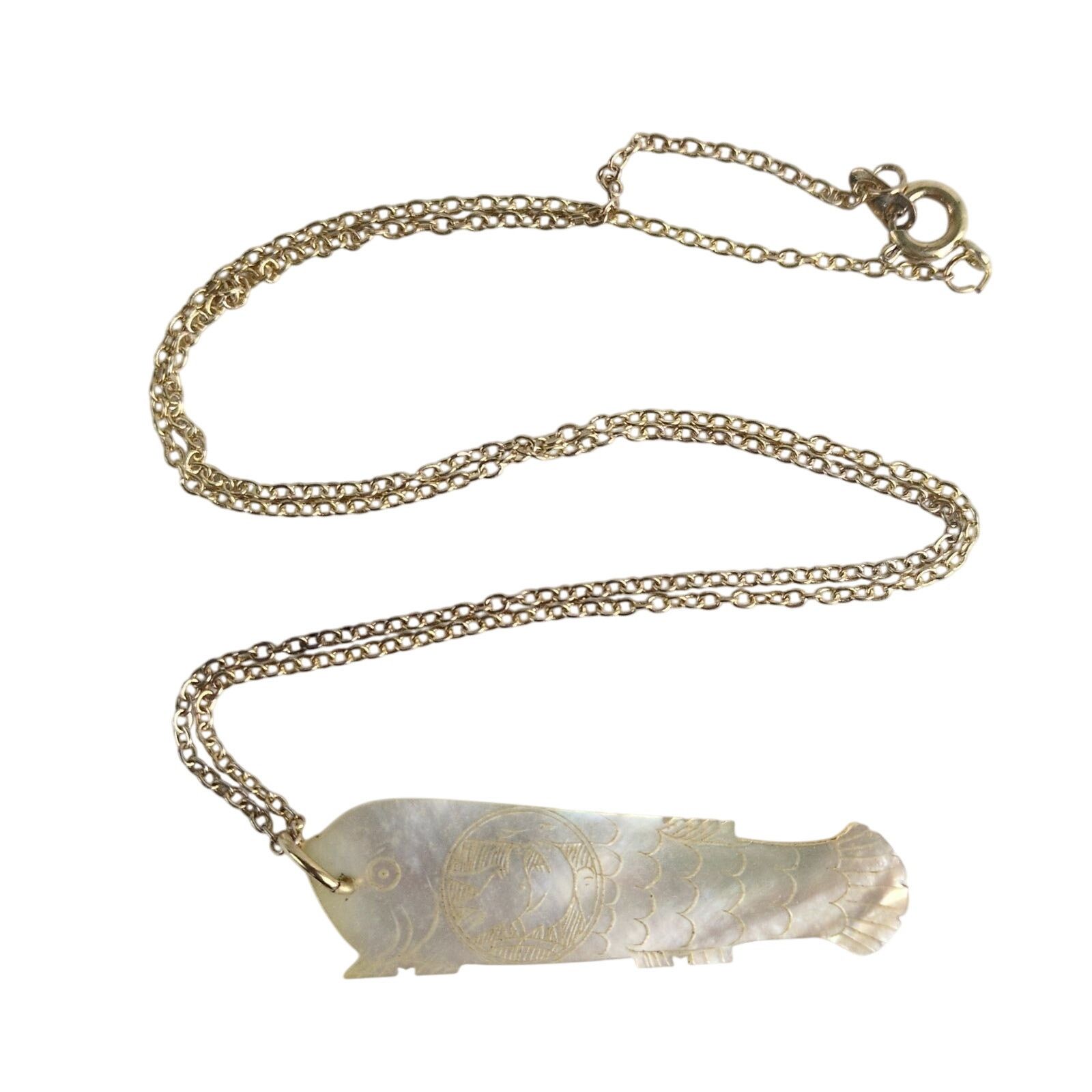 Other Chinese MOP Fish Gaming Token Gold Overlay Chain Necklace | Grailed