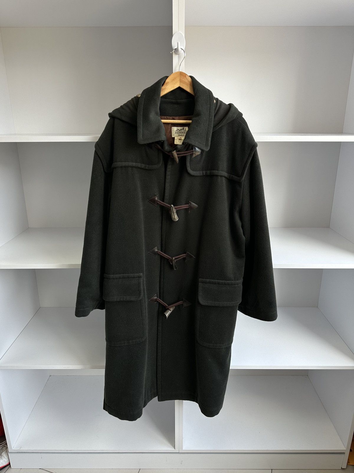 Hermes VTG Hermes Marine Wool Mens Duffle Coat Horn Buttons 56 Size Grailed