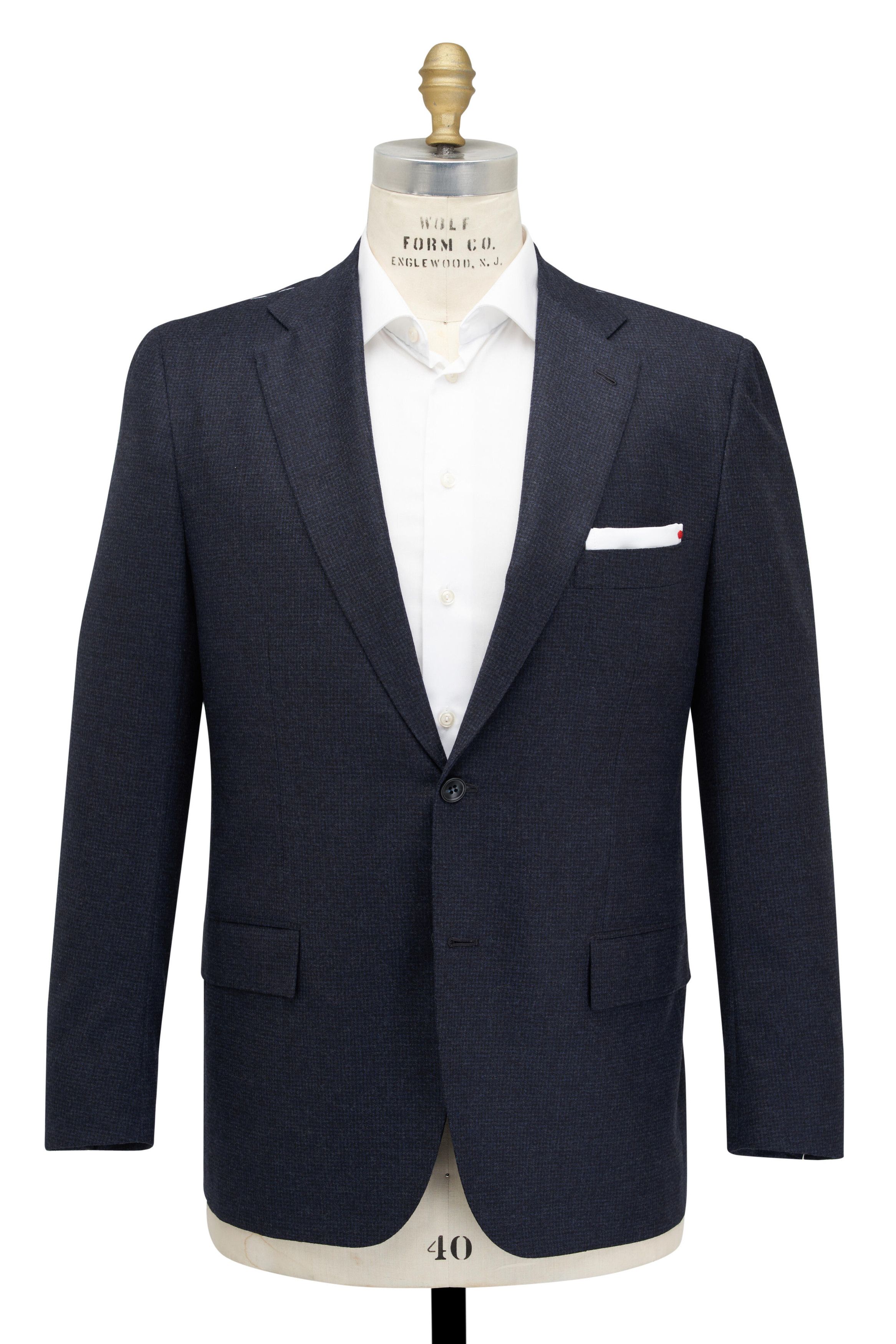 Kiton o1mtch0225 Mix Tonal Houndstooth Suit in Navy Size 40R - 1 Thumbnail