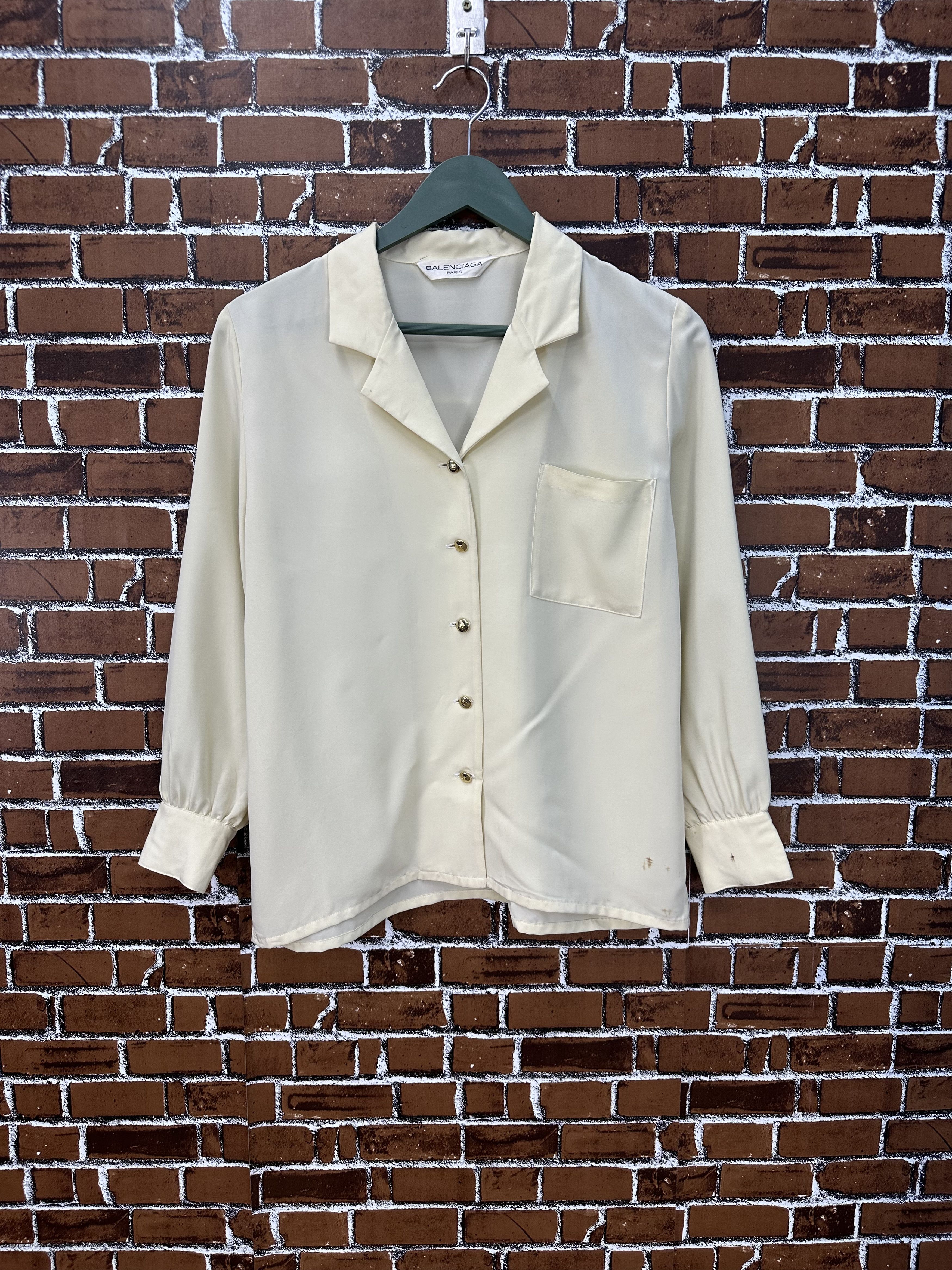 Balenciaga Vintage Balenciaga Polyster Button Shirt VT01 Size S / US 4 / IT 40 - 1 Thumbnail