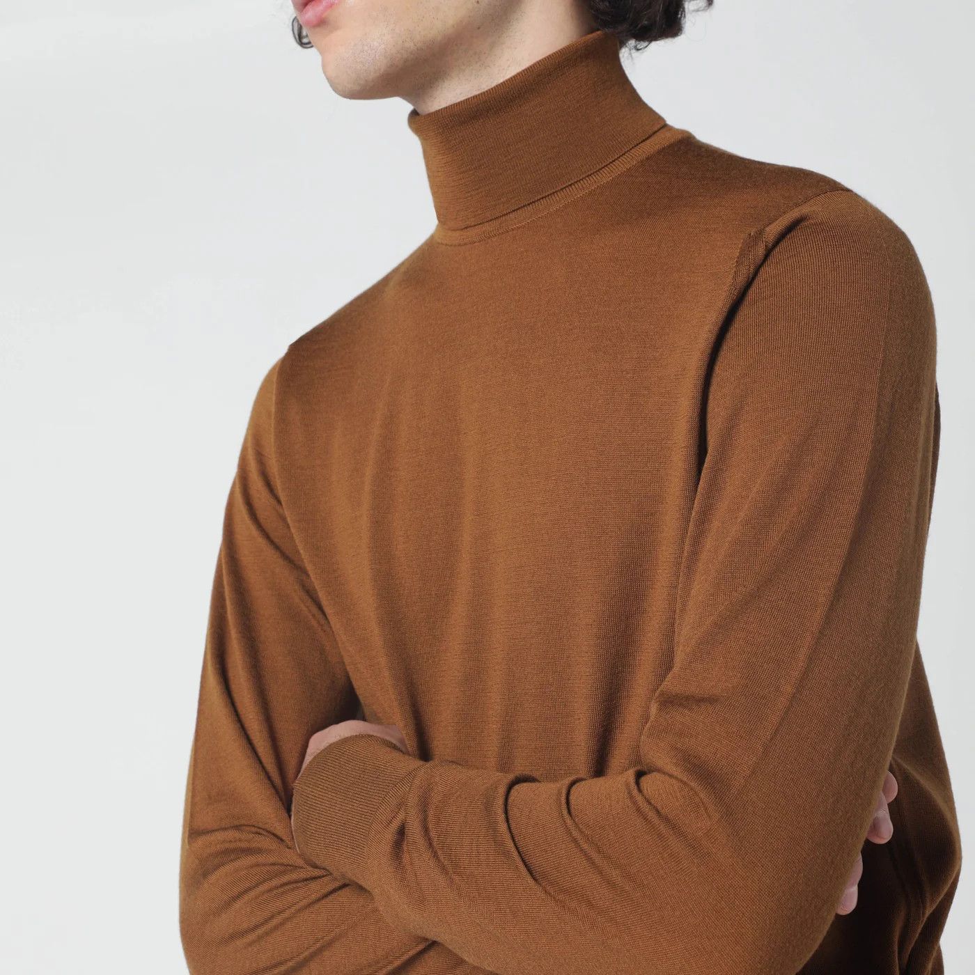 John Smedley o1d2blof0526 Wool Turtleneck Sweater in Brown Size US XXL / EU 58 / 5 - 4 Thumbnail