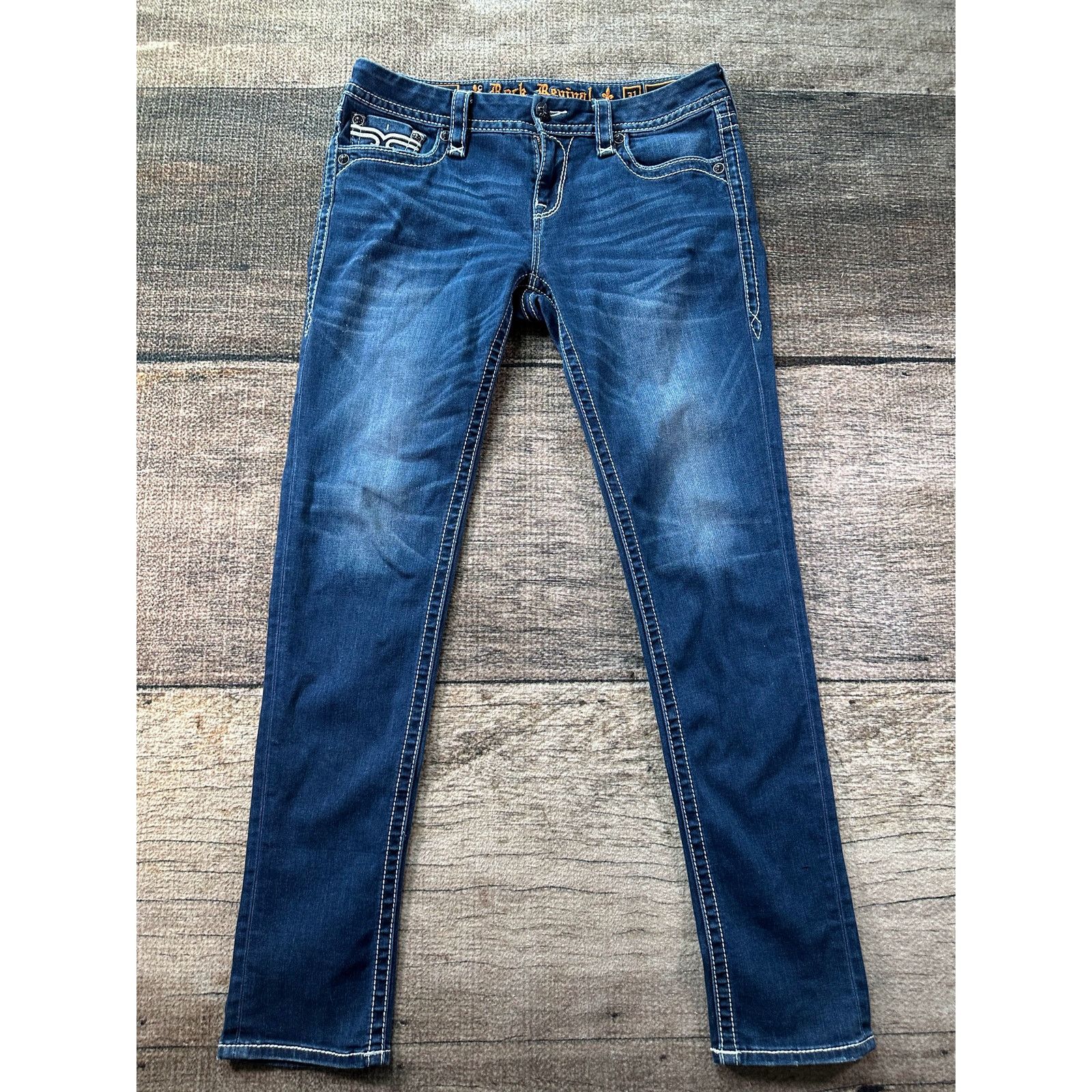 Rock Revival Rock Revival Jeans Womens 31x31 Blue Low Rise Pearl Skinny Size 31" - 3 Thumbnail