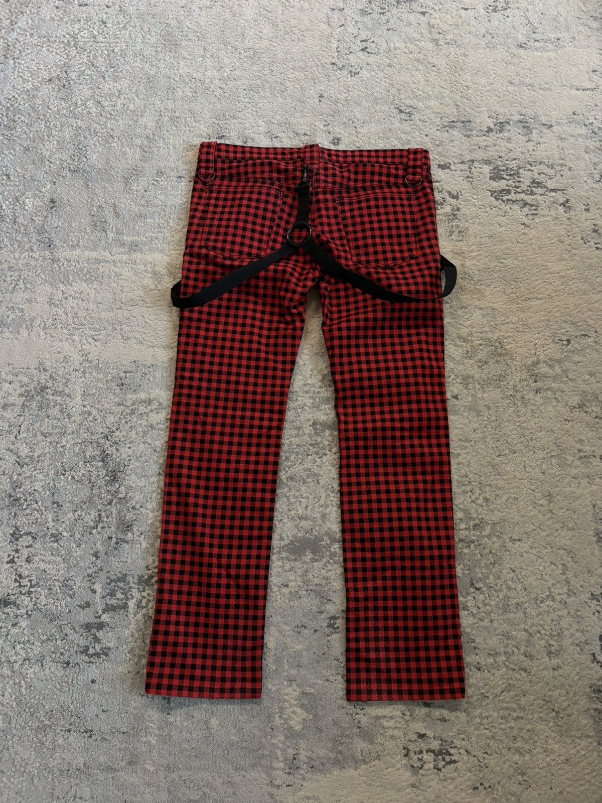 Number (N)ine SS05 Night Crawler Plaid Suspender Denim Size US 33 - 7 Thumbnail