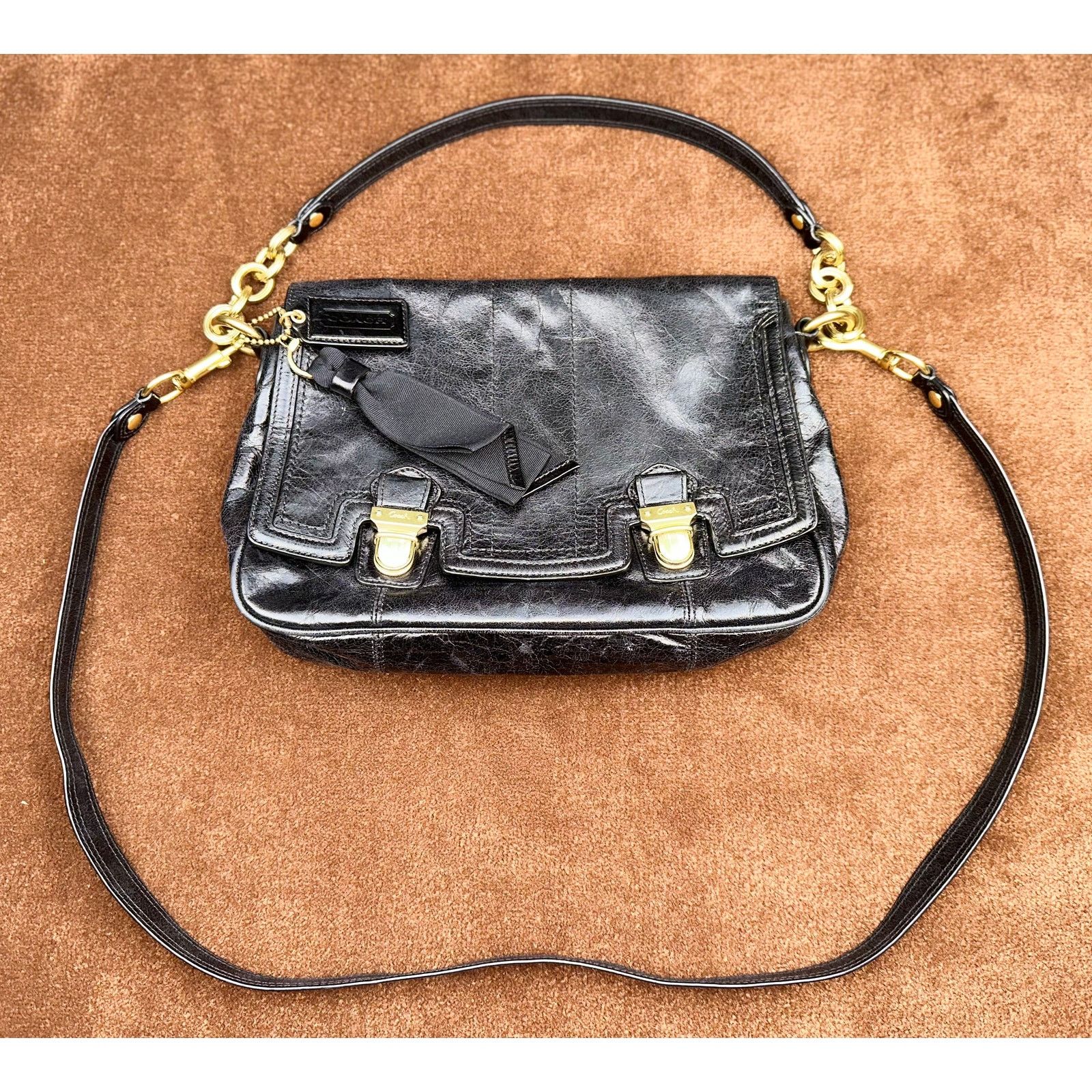 Coach Coach Poppy Black Leather Shoulder Bag No. D1169-17925 Size ONE SIZE - 1 Thumbnail