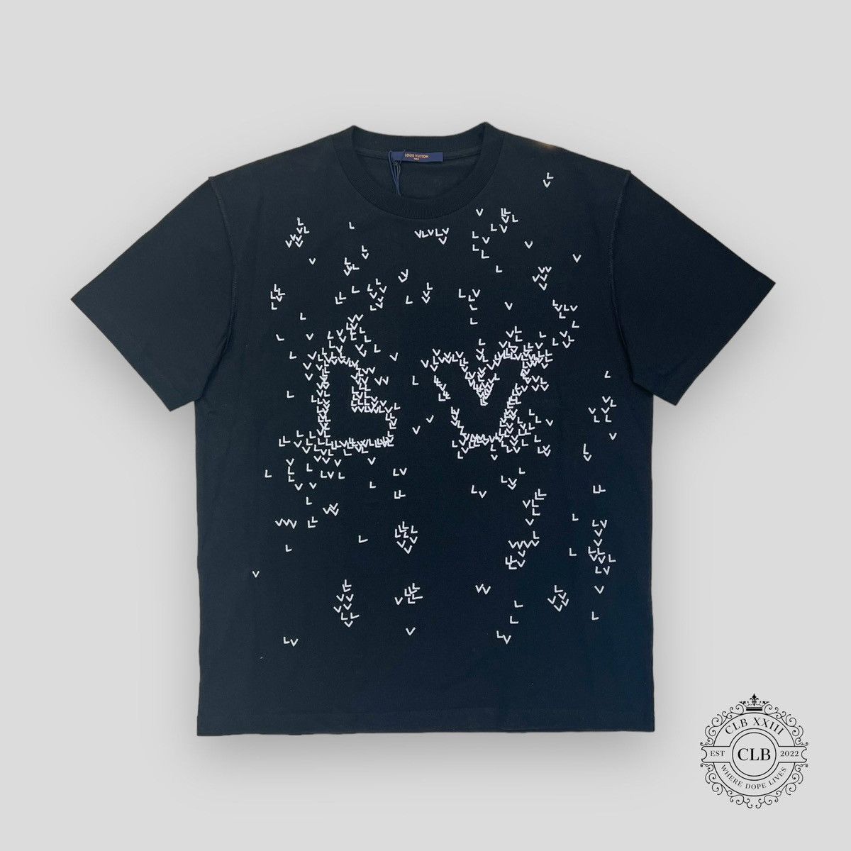 Louis Vuitton FRAGMENT T-Shirt Tops Men L Monogram Embroidery