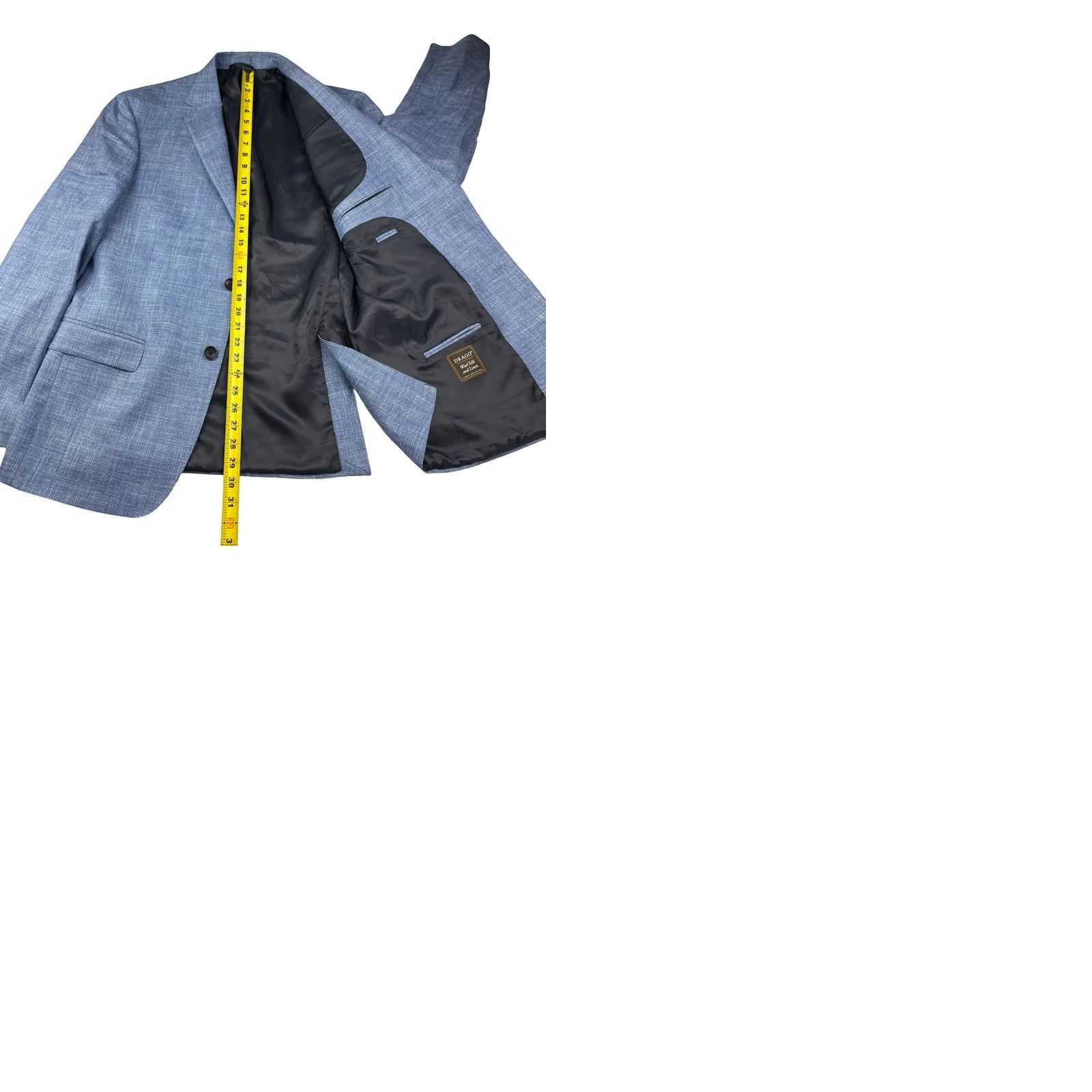 Bloomingdale's Bloomingdale's Blazer Blue 42L Drago Wool/Silk/Linen 2-Button Men's Size 42R - 9 Thumbnail