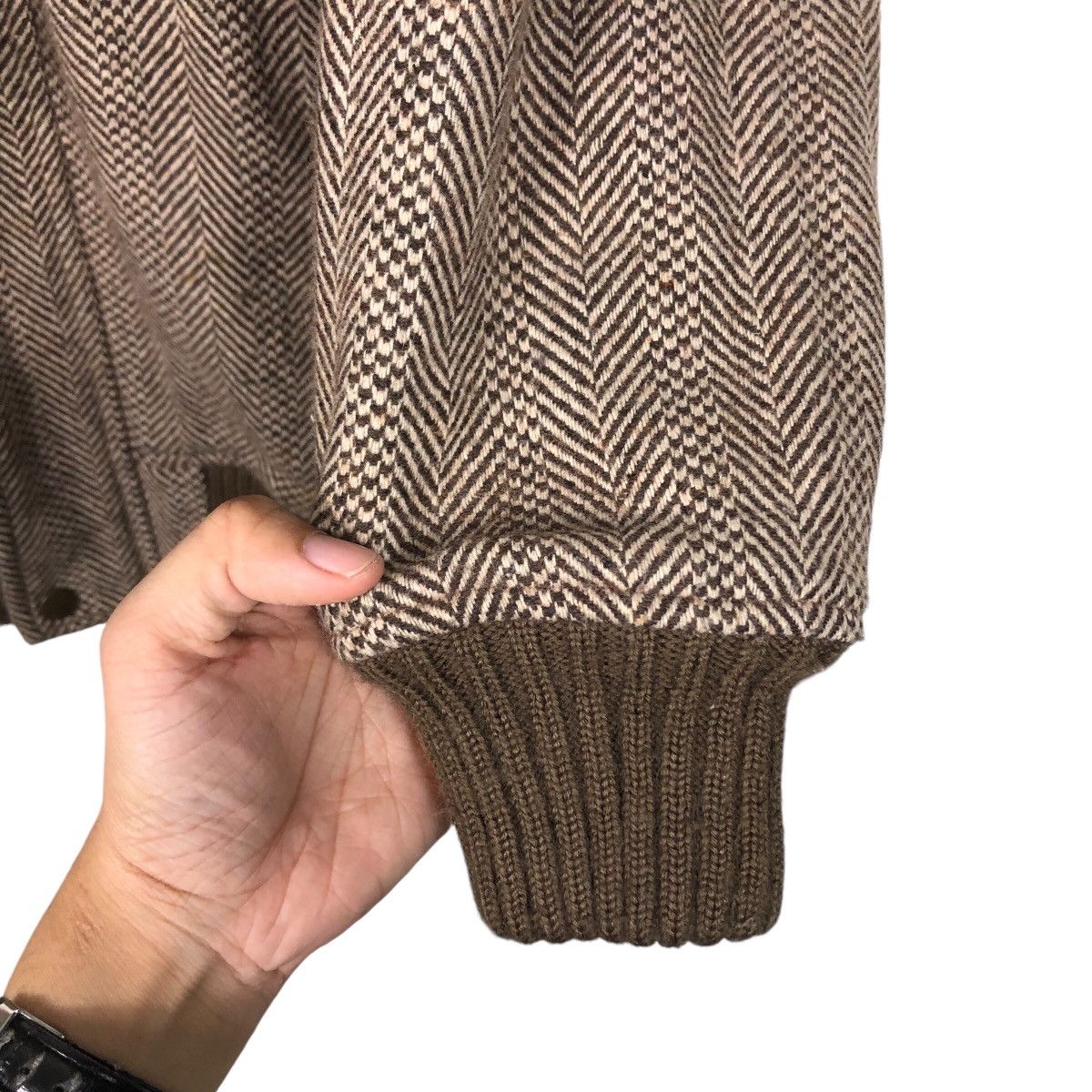 Japanese Brand 📌Vintage Wool Herringbone Fur Hoodie Jacket Size US M / EU 48-50 / 2 - 18 Thumbnail