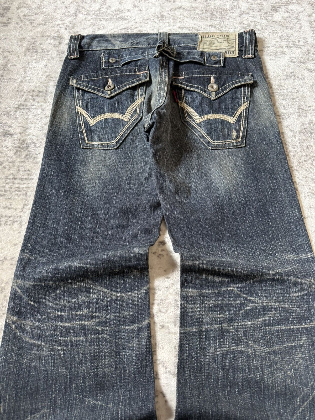 Le Grande Bleu (L.G.B.) Edwin 503 Japan Muddy Wash Flared Jeans Size US 28 / EU 44 - 11 Thumbnail